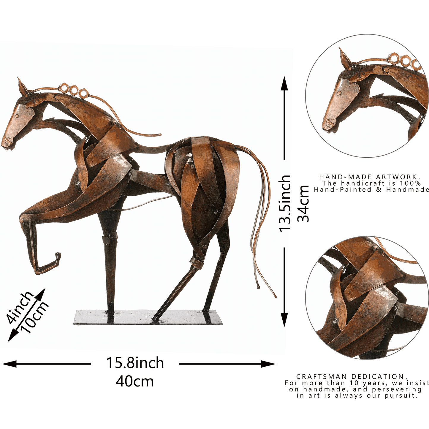 SunBlogs Art Metal Horse Statue & Sculpture Decor
