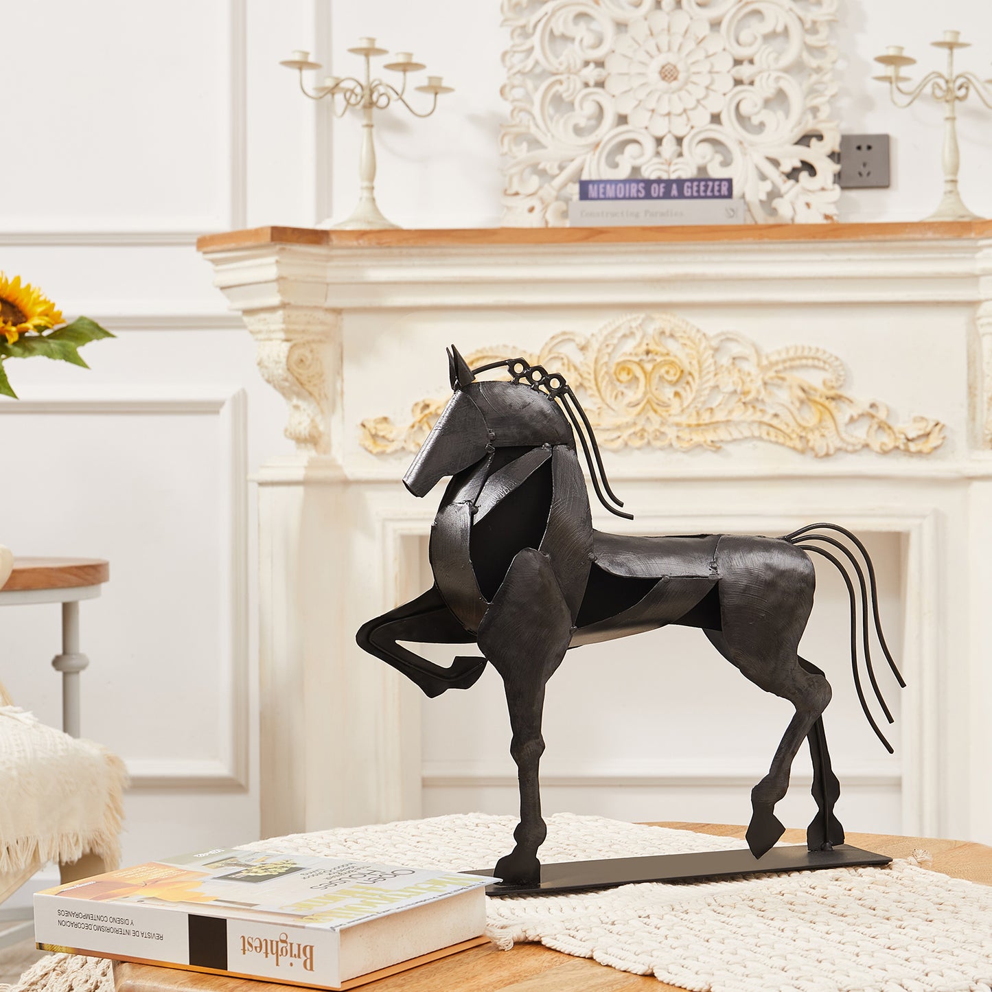 SunBlogs Art Metal Horse Statue & Sculpture Decor