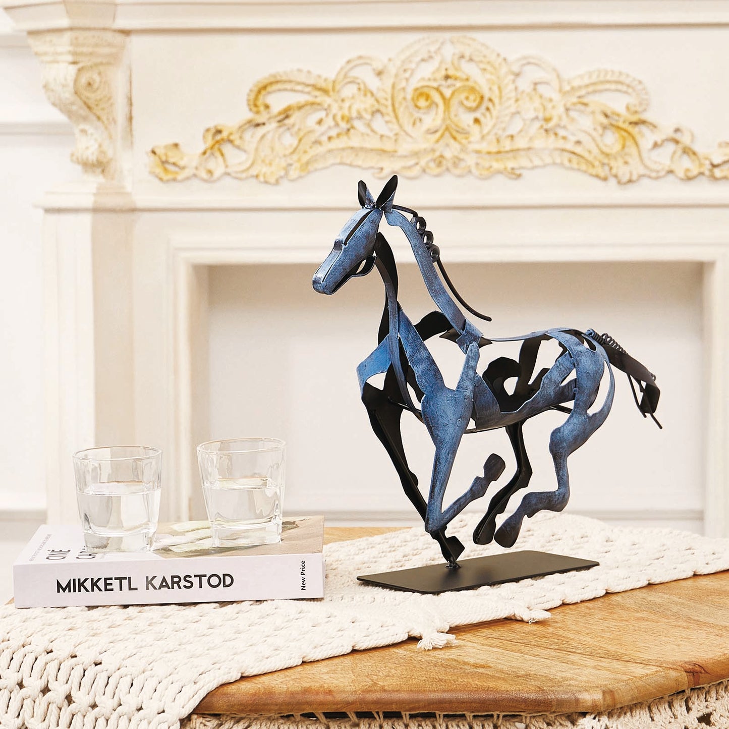 SunBlogs Art Metal Horse Statue & Sculpture Decor