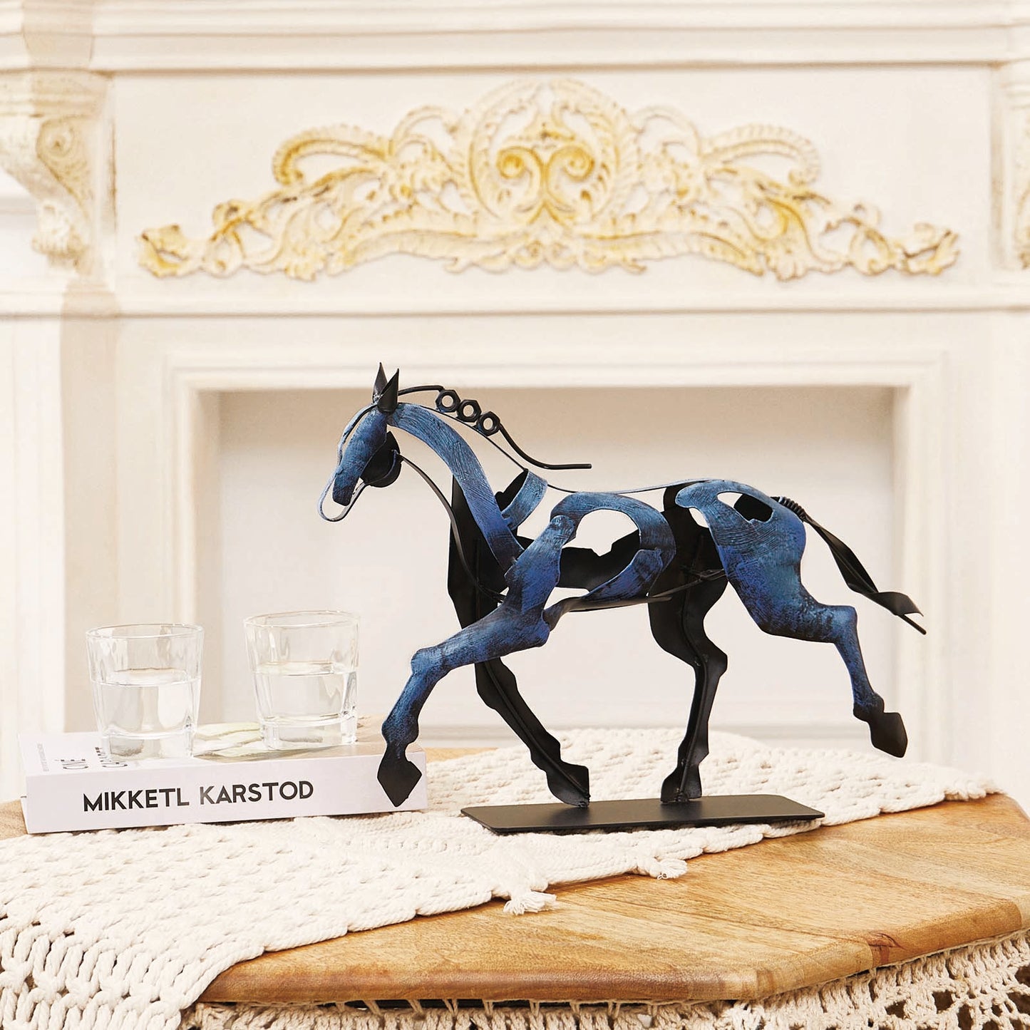 SunBlogs Art Metal Horse Statue & Sculpture Decor