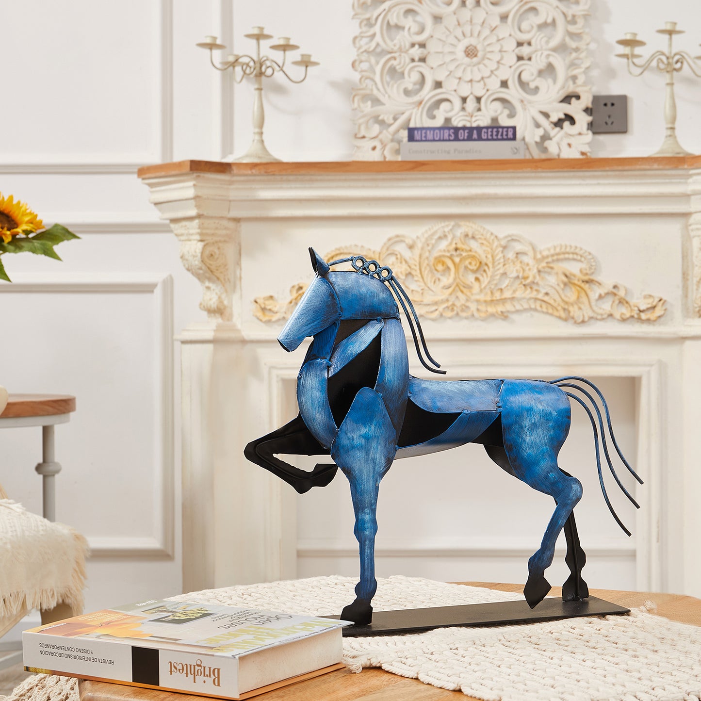 SunBlogs Art Metal Horse Statue & Sculpture Decor