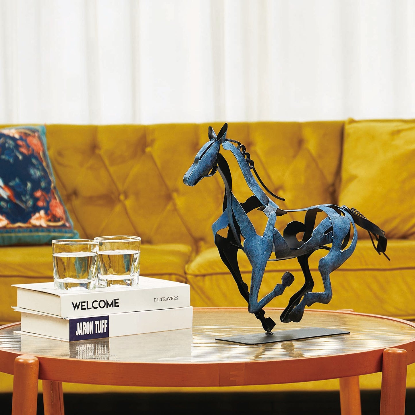 SunBlogs Art Metal Horse Statue & Sculpture Decor