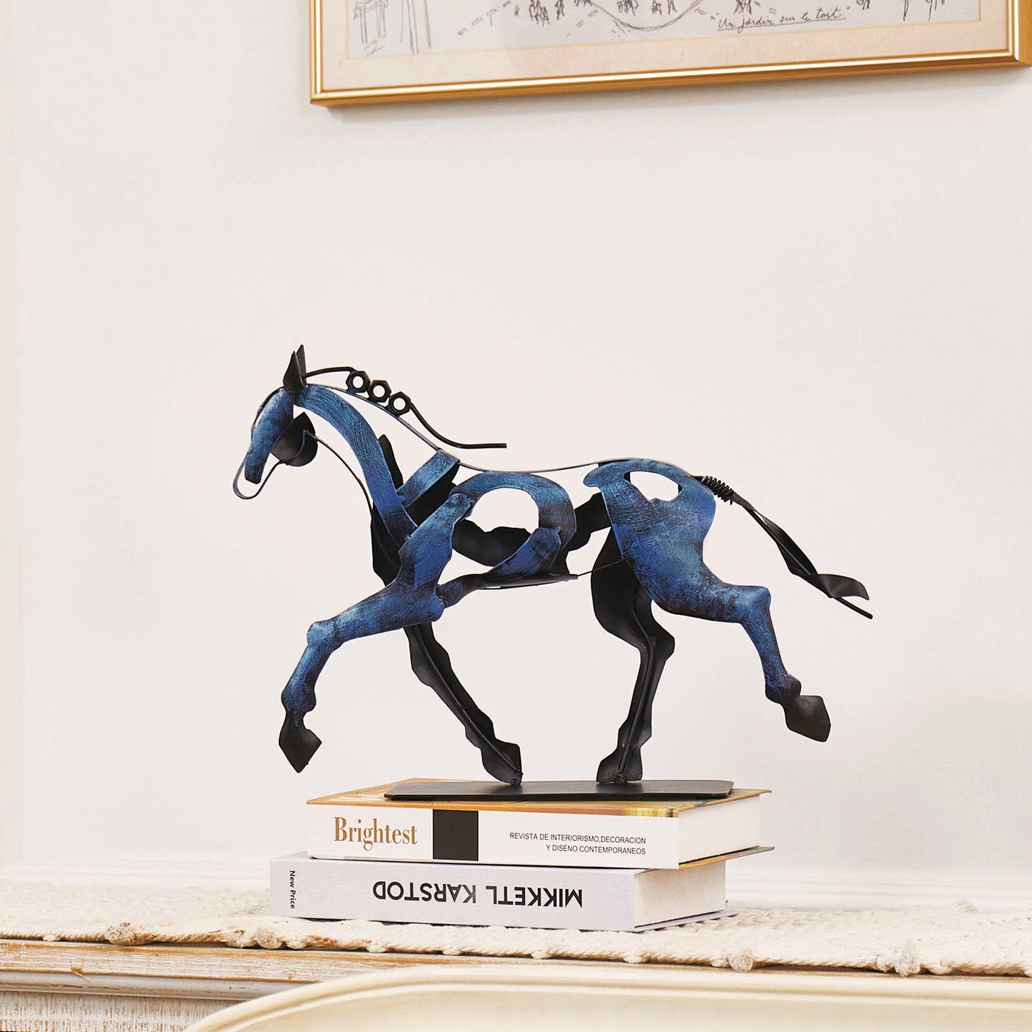 SunBlogs Art Metal Horse Statue & Sculpture Decor