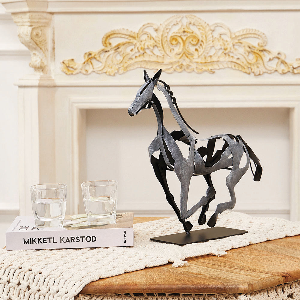 SunBlogs Art Metal Horse Statue & Sculpture Decor