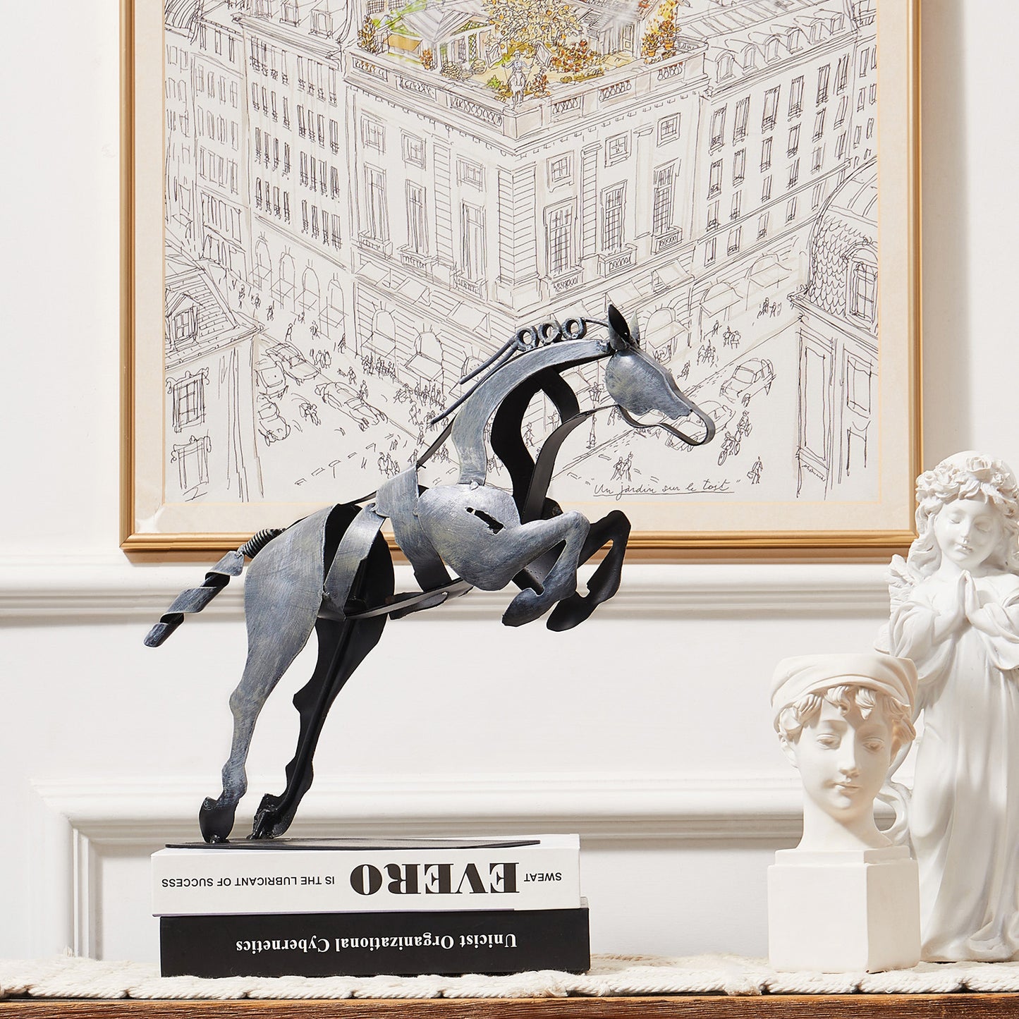 SunBlogs Art Metal Horse Statue & Sculpture Decor