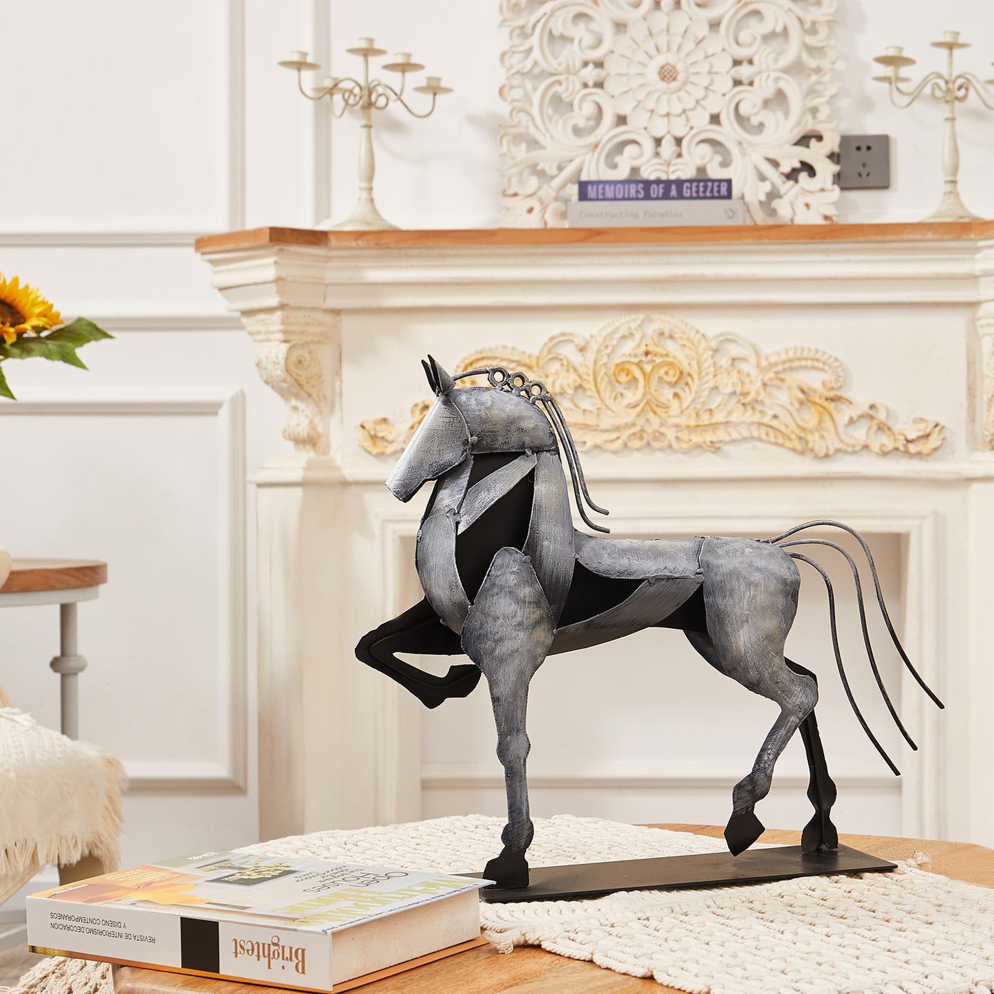 SunBlogs Art Metal Horse Statue & Sculpture Decor