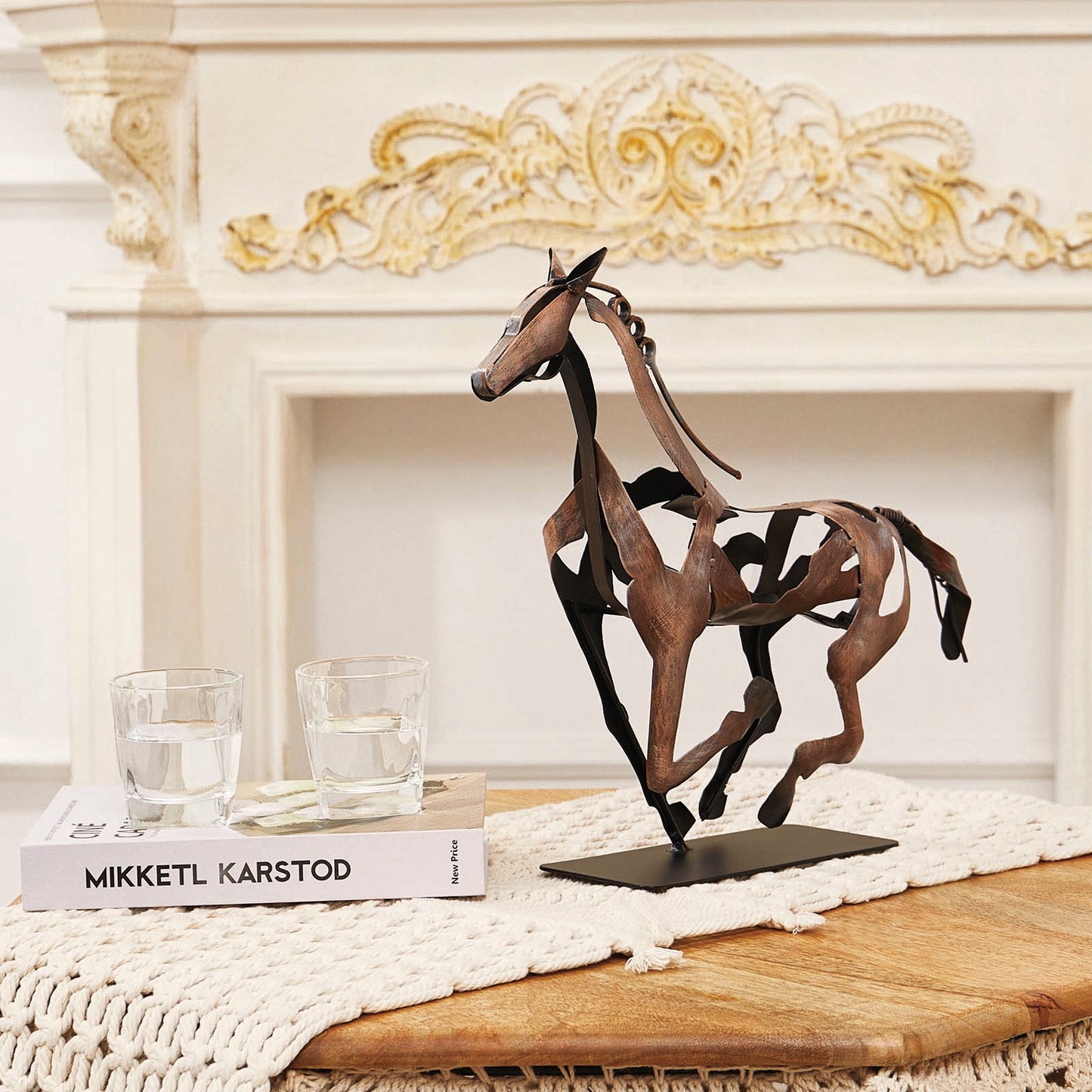SunBlogs Art Metal Horse Statue & Sculpture Decor