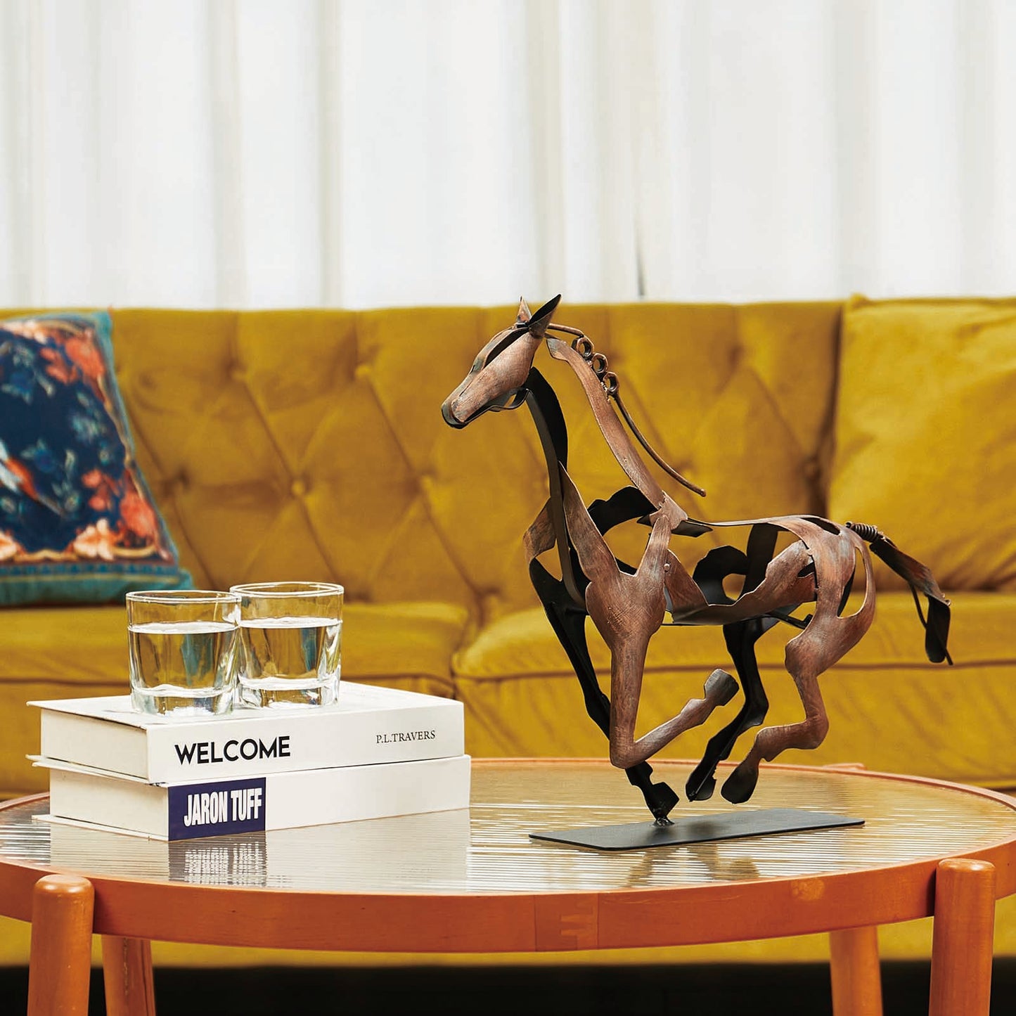 SunBlogs Art Metal Horse Statue & Sculpture Decor