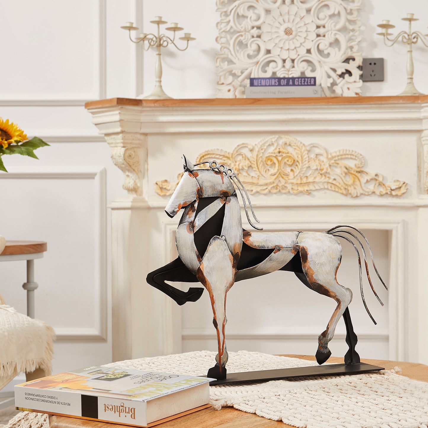 SunBlogs Art Metal Horse Statue & Sculpture Decor