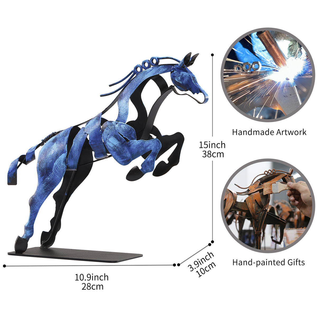 SunBlogs Art Handmade & Hand-painted Metal Horse Statue & Sculpture