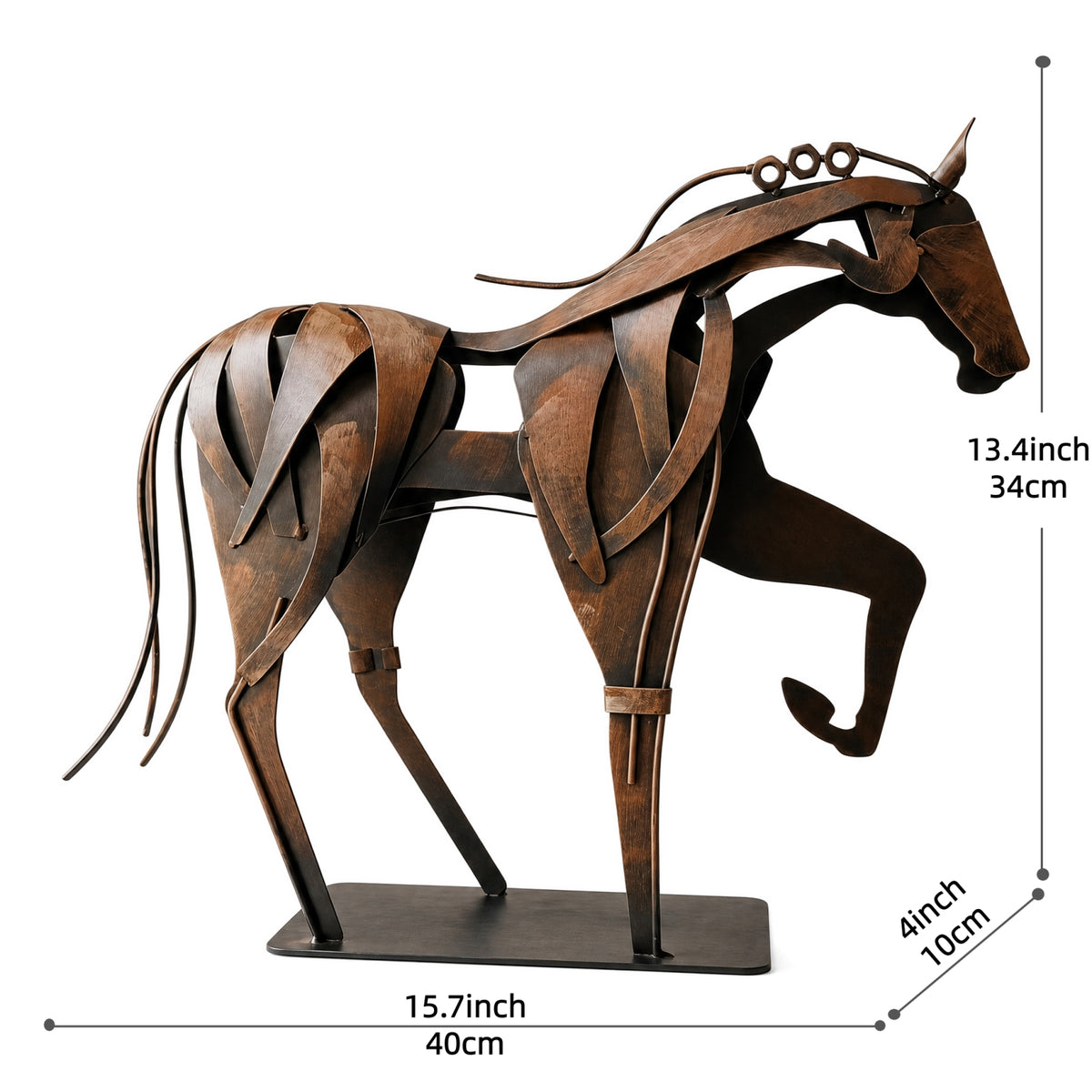 SunBlogs Art Handmade & Hand-painted Metal Horse Sculpture for Horse Lovers