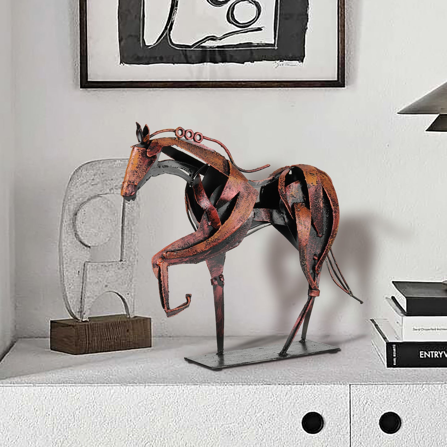 SunBlogs Art Metal Horse Statue & Sculpture Decor