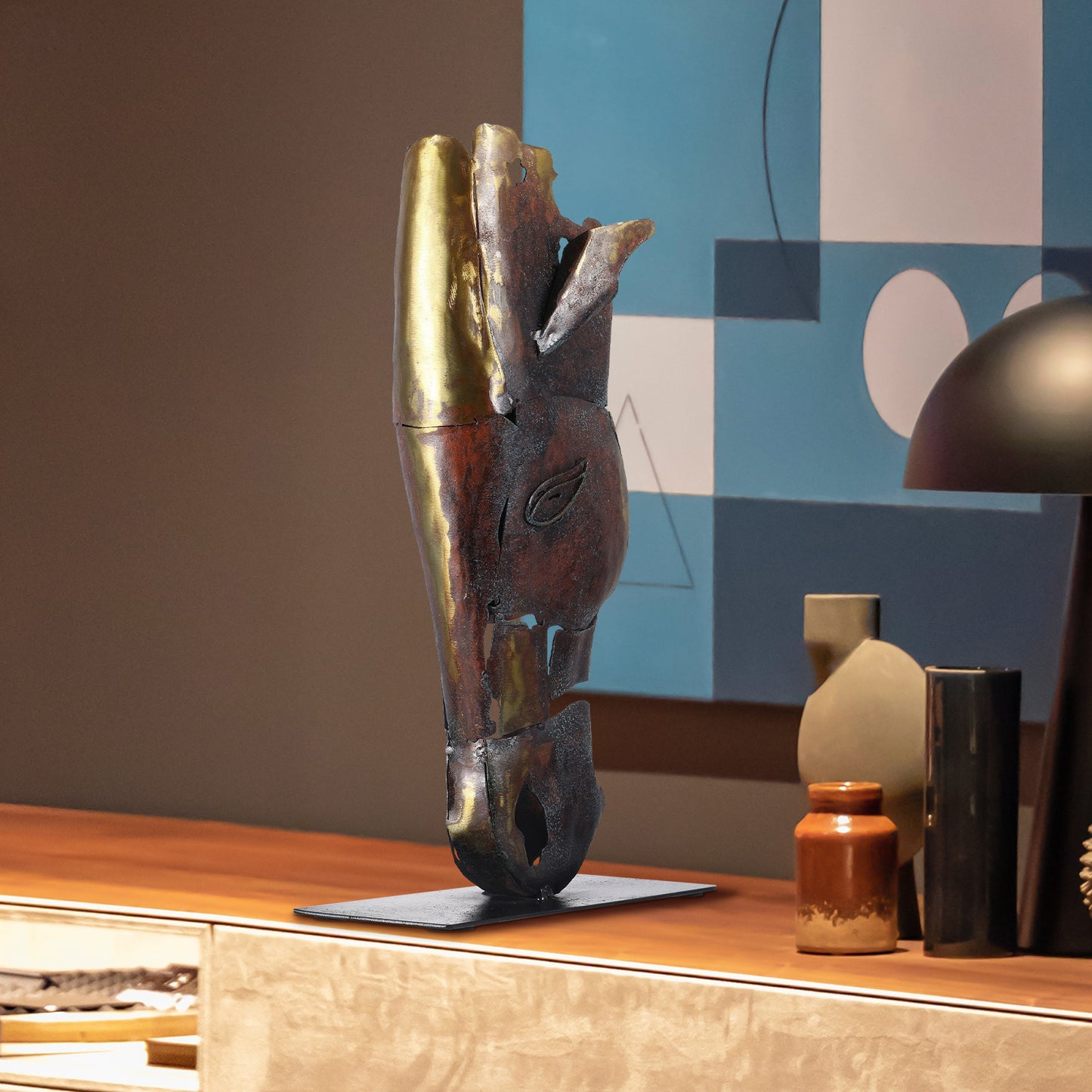 SunBlogs Art Metal Horse Head Statue & Sculpture Decor