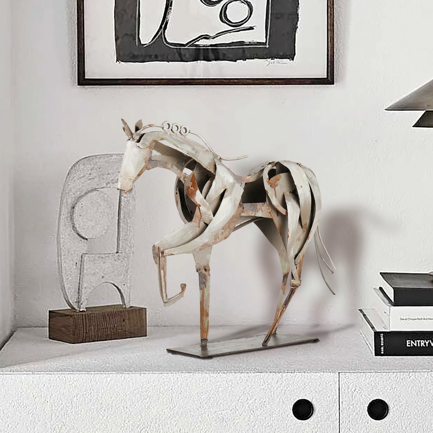 SunBlogs Art Metal Horse Statue & Sculpture Decor