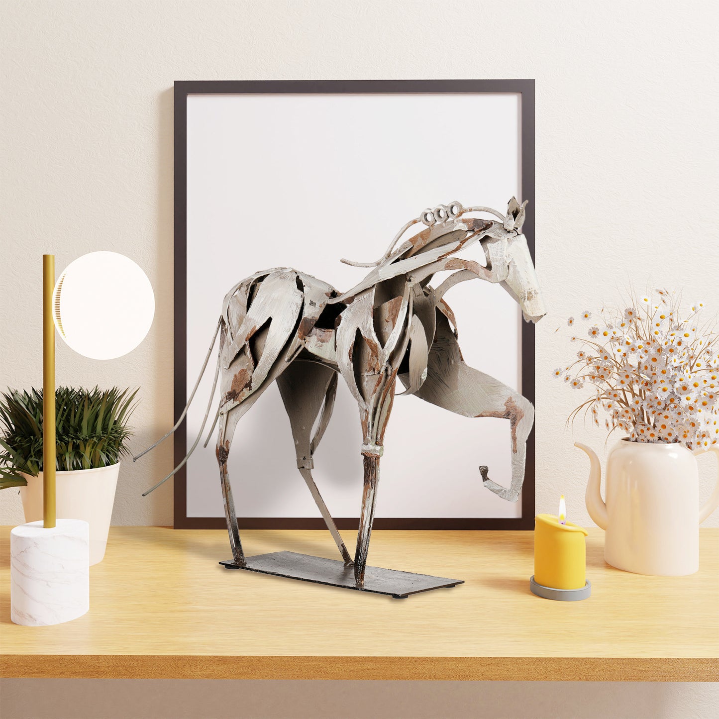 SunBlogs Art Metal Horse Statue & Sculpture Decor