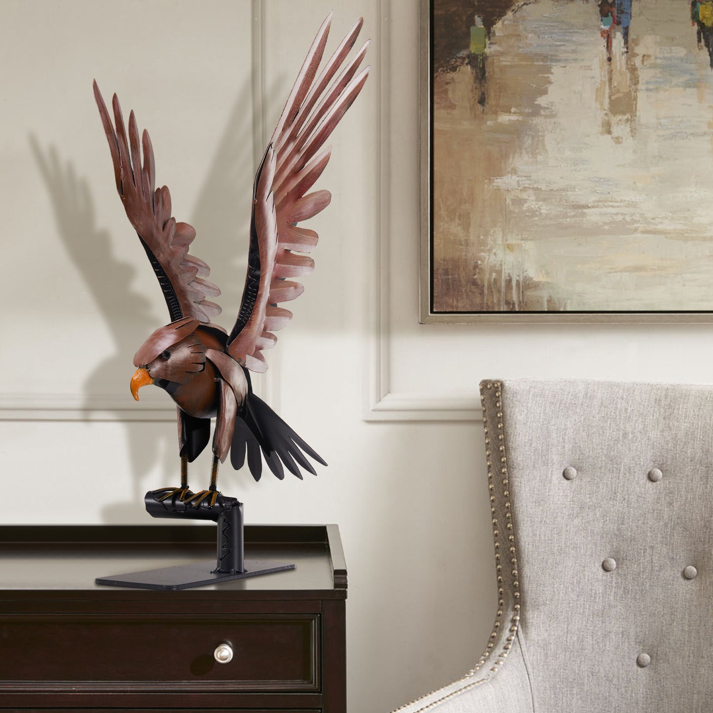 SunBlogs Art Metal Flying Eagle Statue & Sculpture Decor