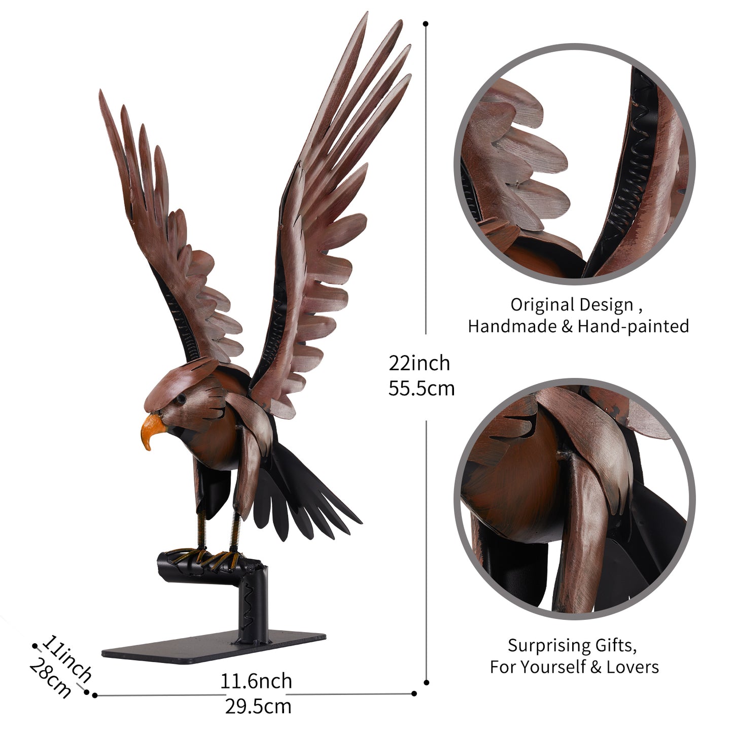 SunBlogs Art Metal Flying Eagle Statue & Sculpture Decor