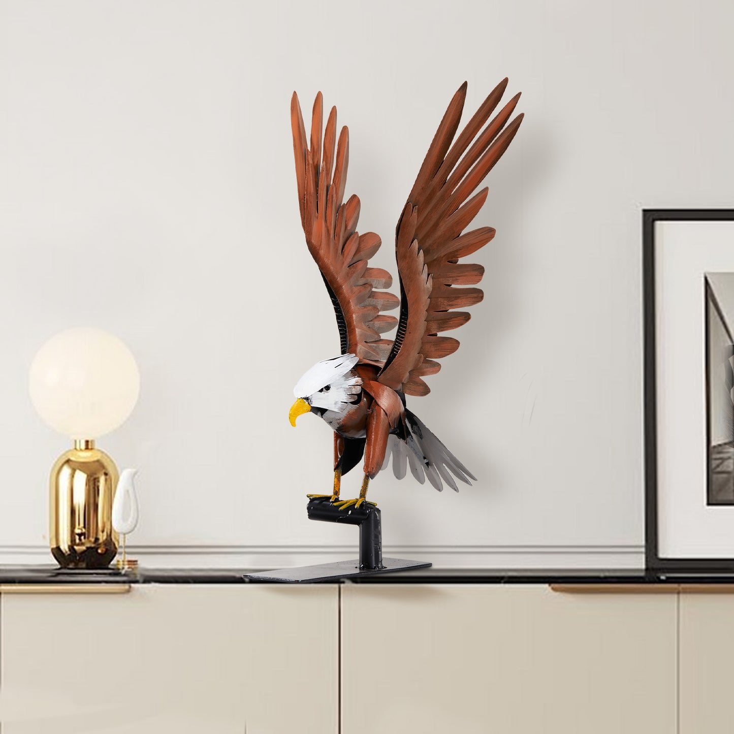 SunBlogs Art Metal Flying Eagle Statue & Sculpture Decor