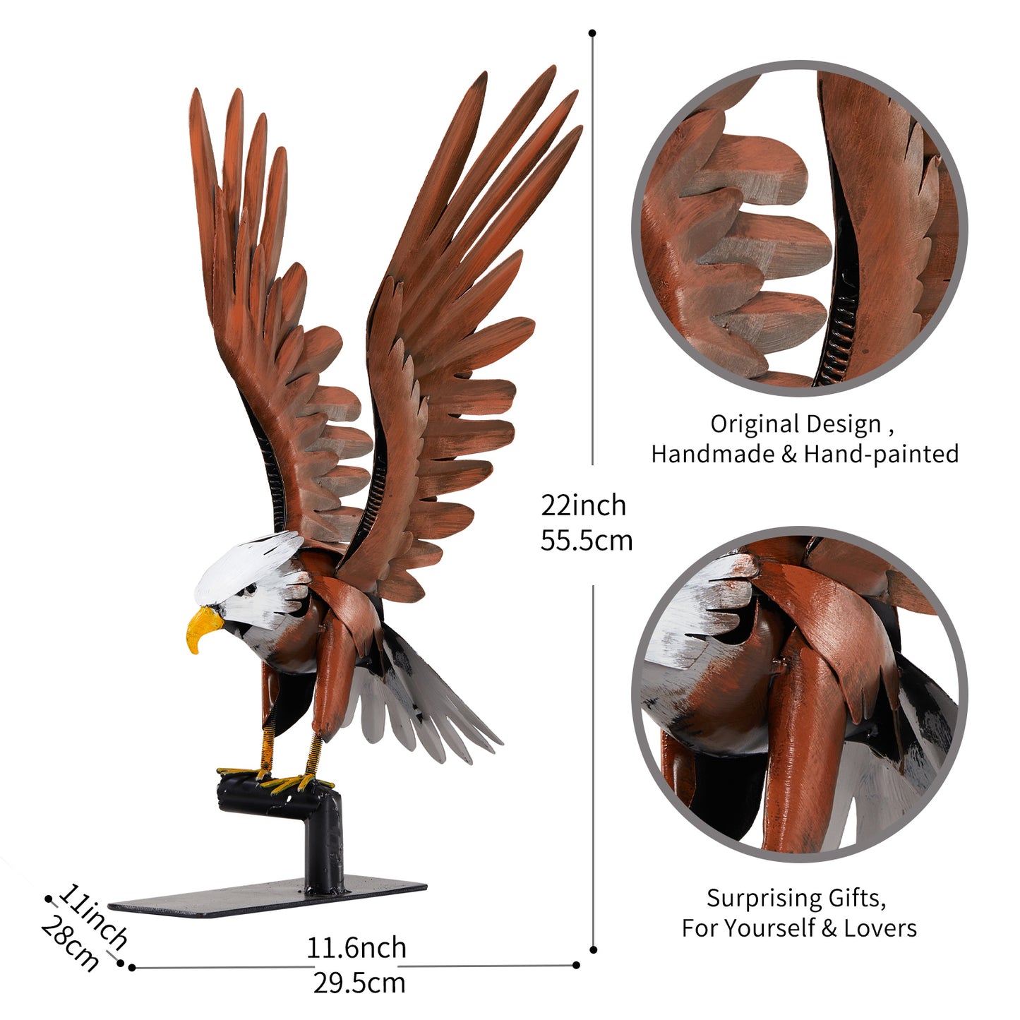 SunBlogs Art Metal Flying Eagle Statue & Sculpture Decor