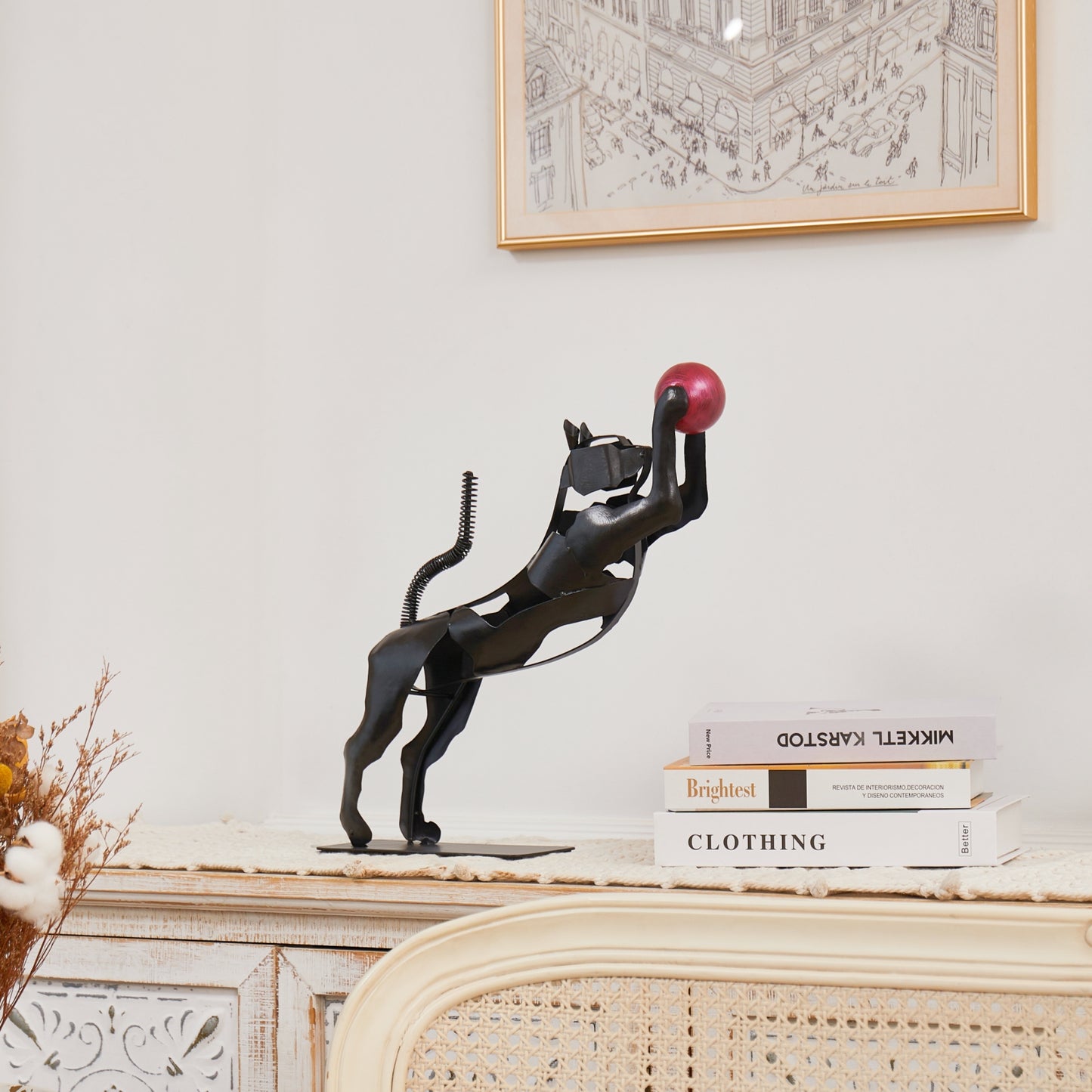 SunBlogs Art Metal Cat Statue & Sculpture Decor