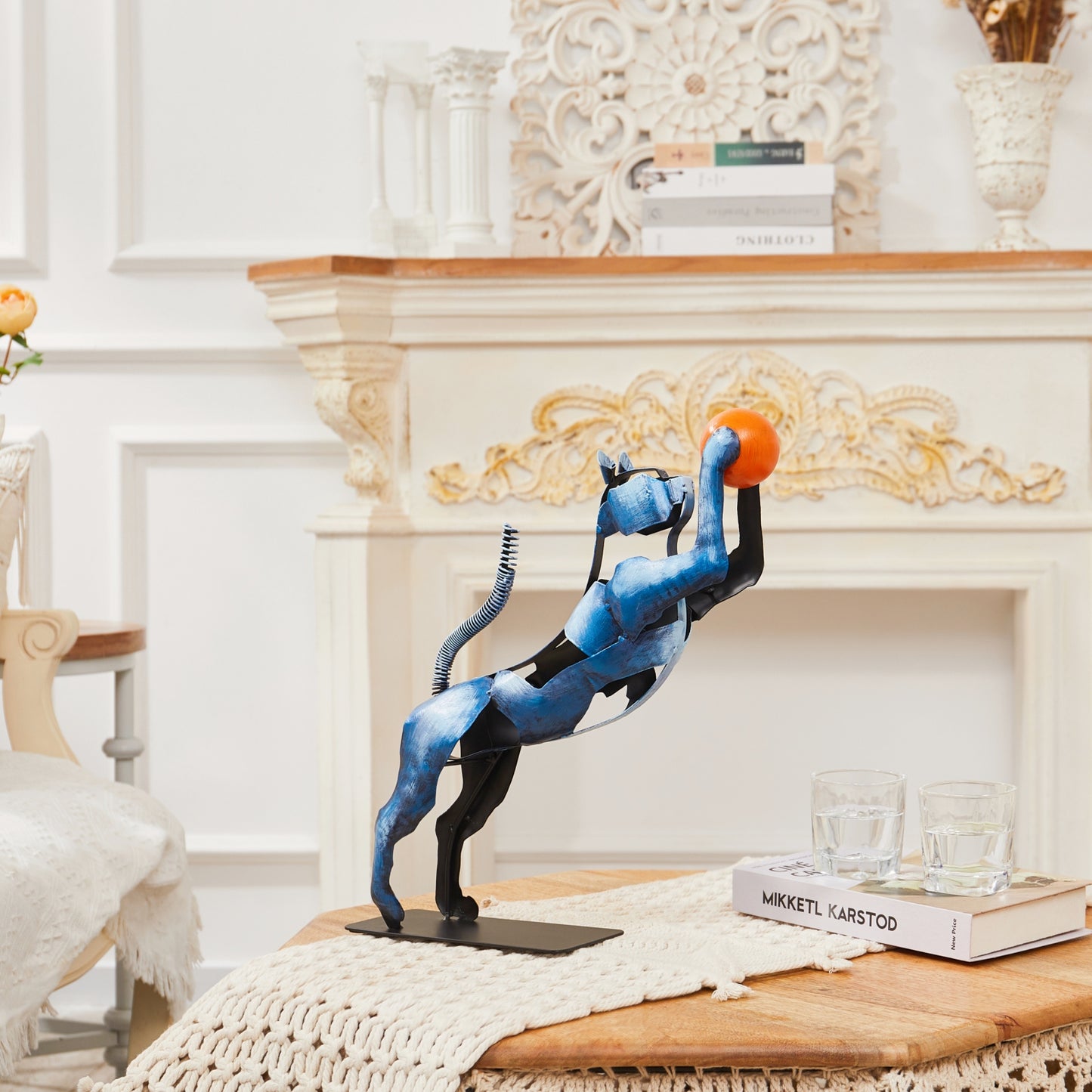SunBlogs Art Metal Cat Statue & Sculpture Decor