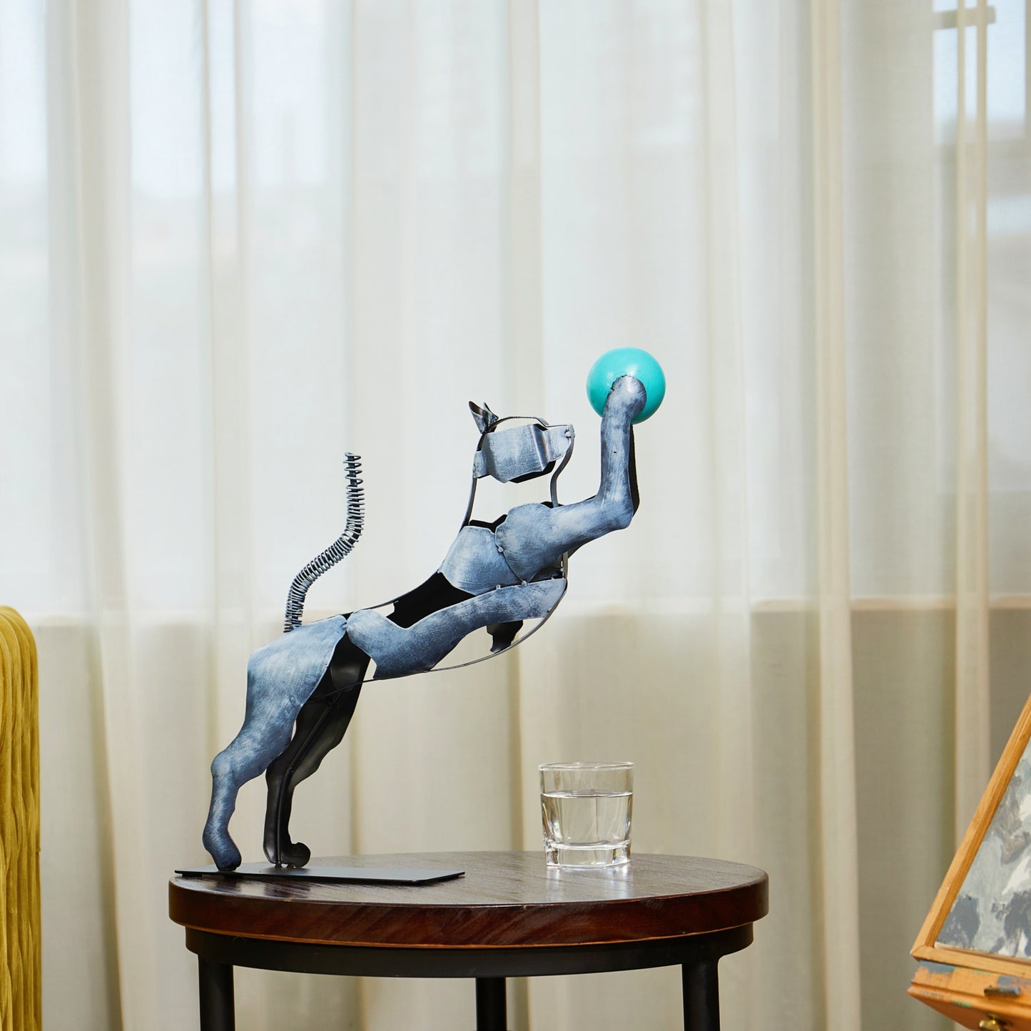 SunBlogs Art Metal Cat Statue & Sculpture Decor