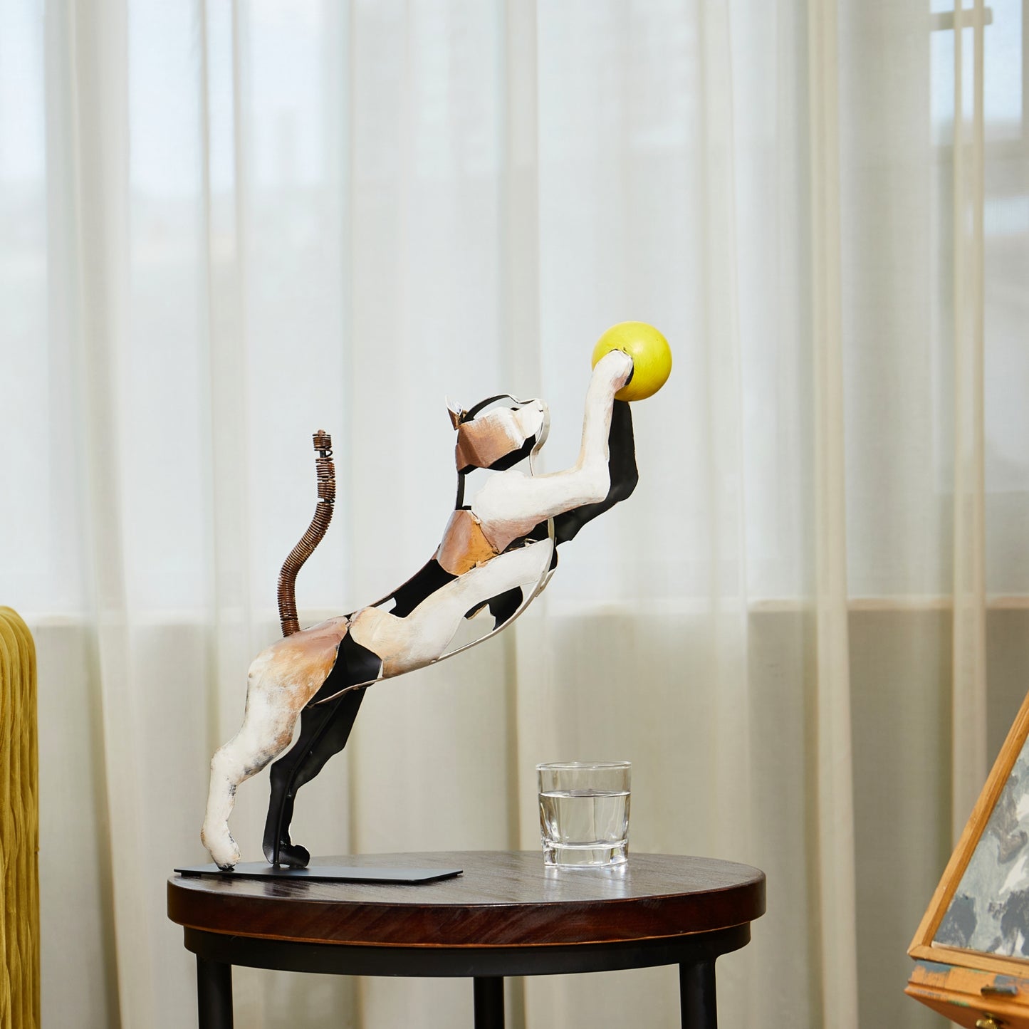 SunBlogs Art Metal Cat Statue & Sculpture Decor