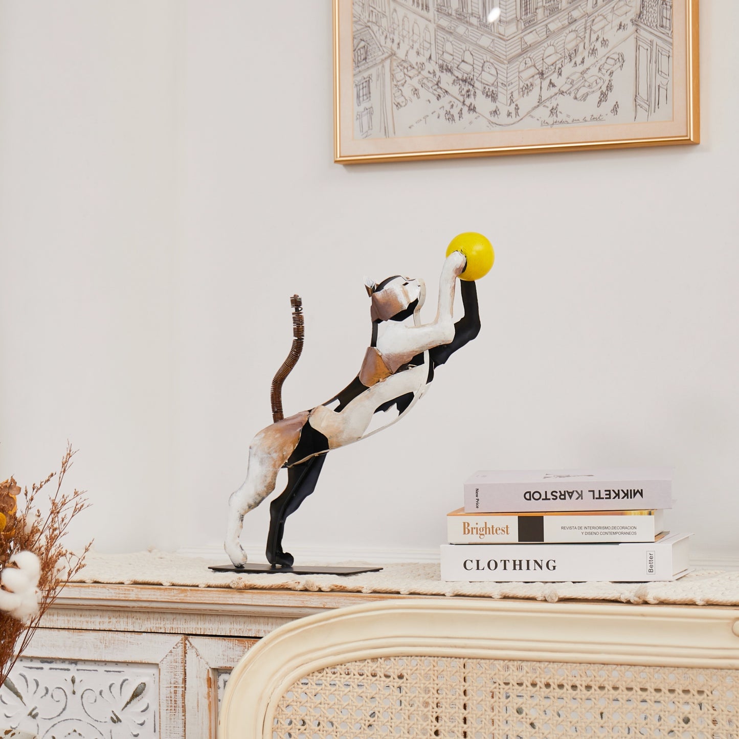 SunBlogs Art Metal Cat Statue & Sculpture Decor