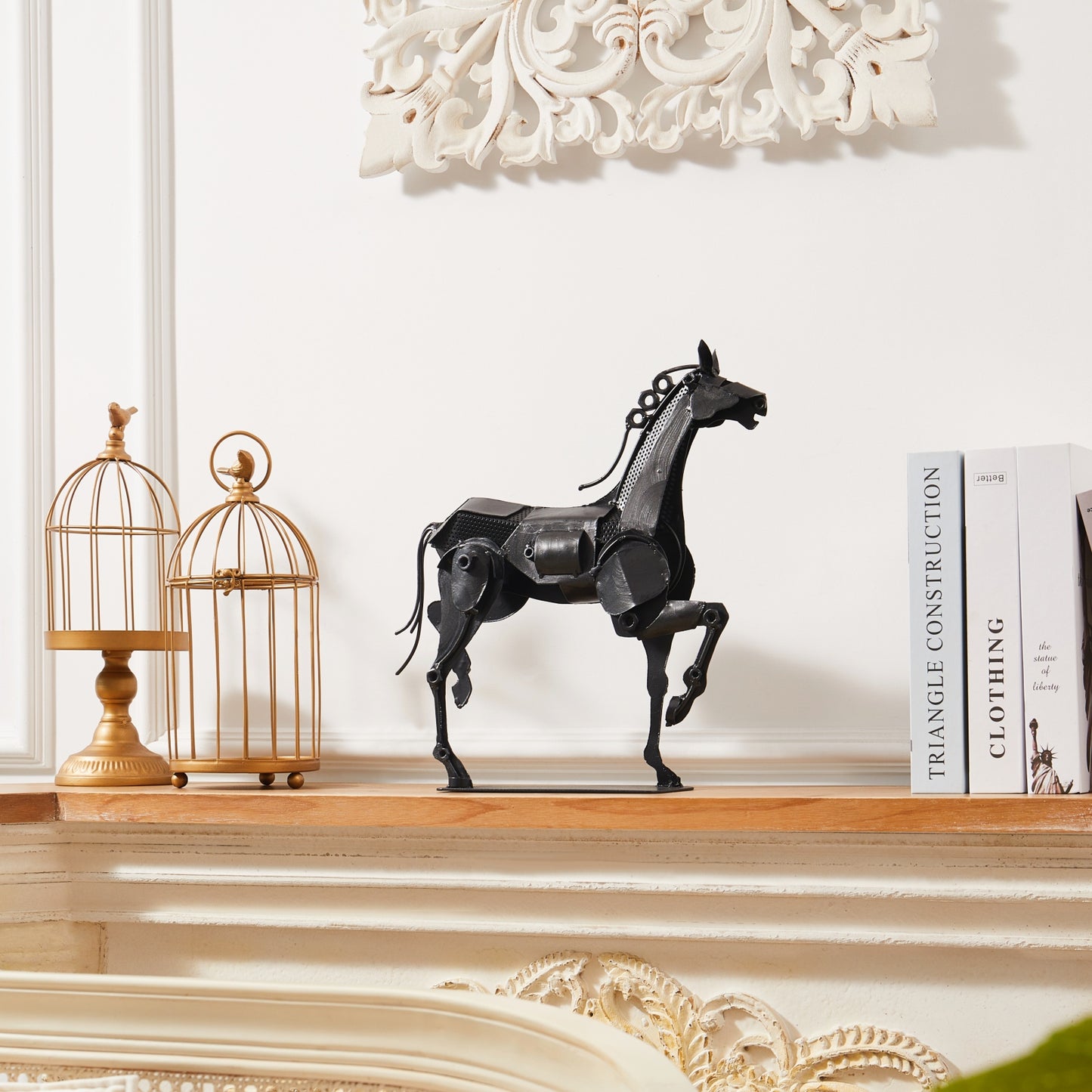 SunBlogs Art Metal Mechanical Horse Statue & Sculpture Decor