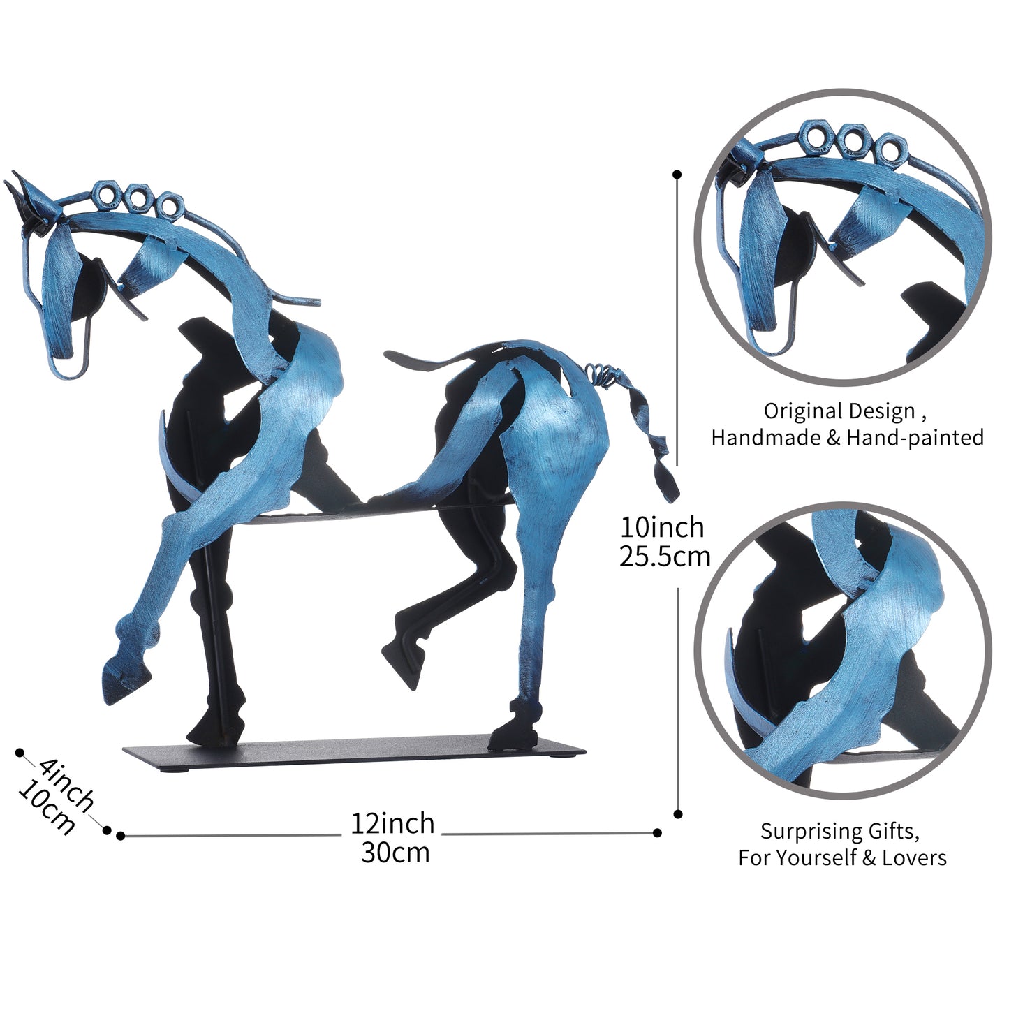 SunBlogs Art Metal Horse Statue & Sculpture Decor