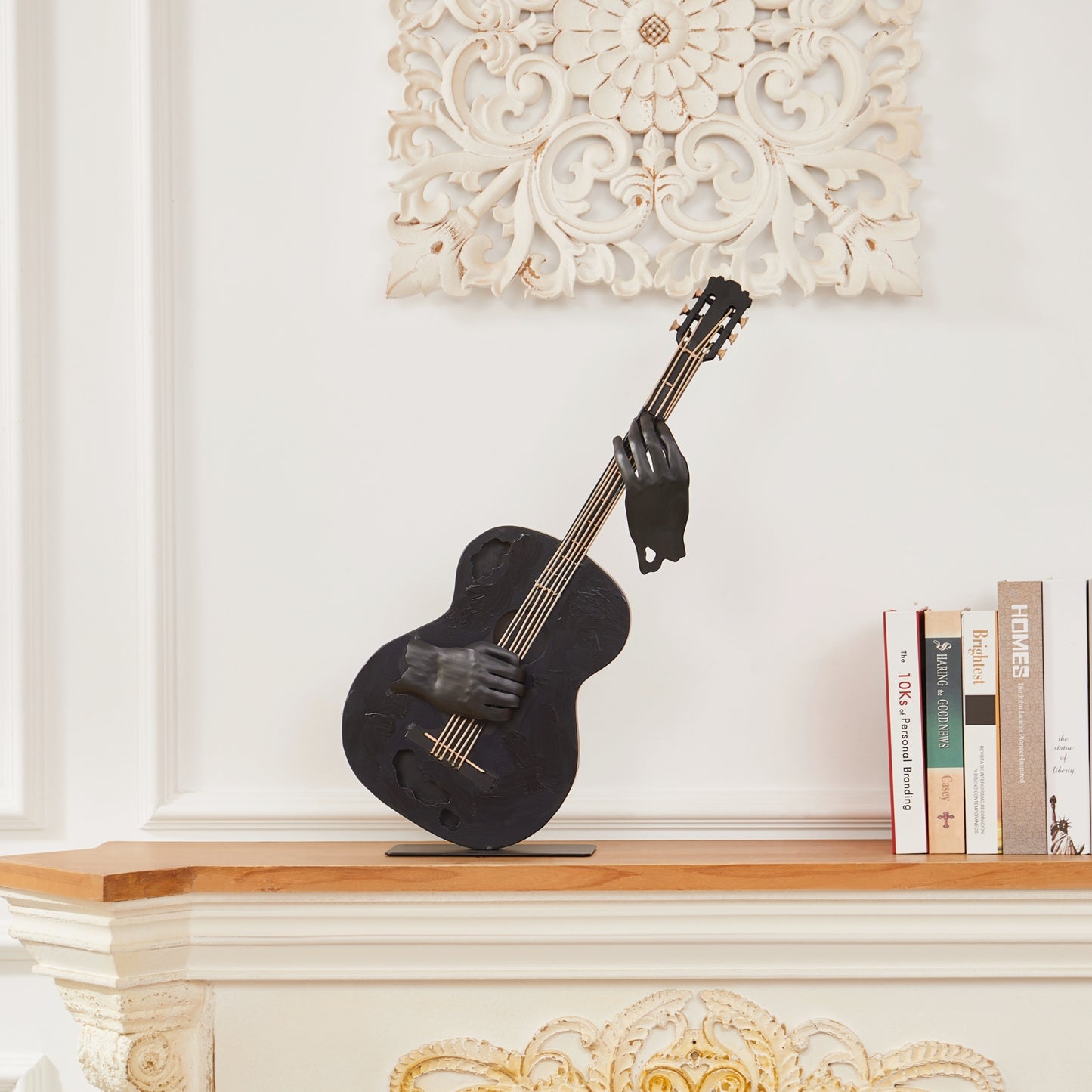 SunBlogs Art Metal Guitar Statue & Sculpture Decor