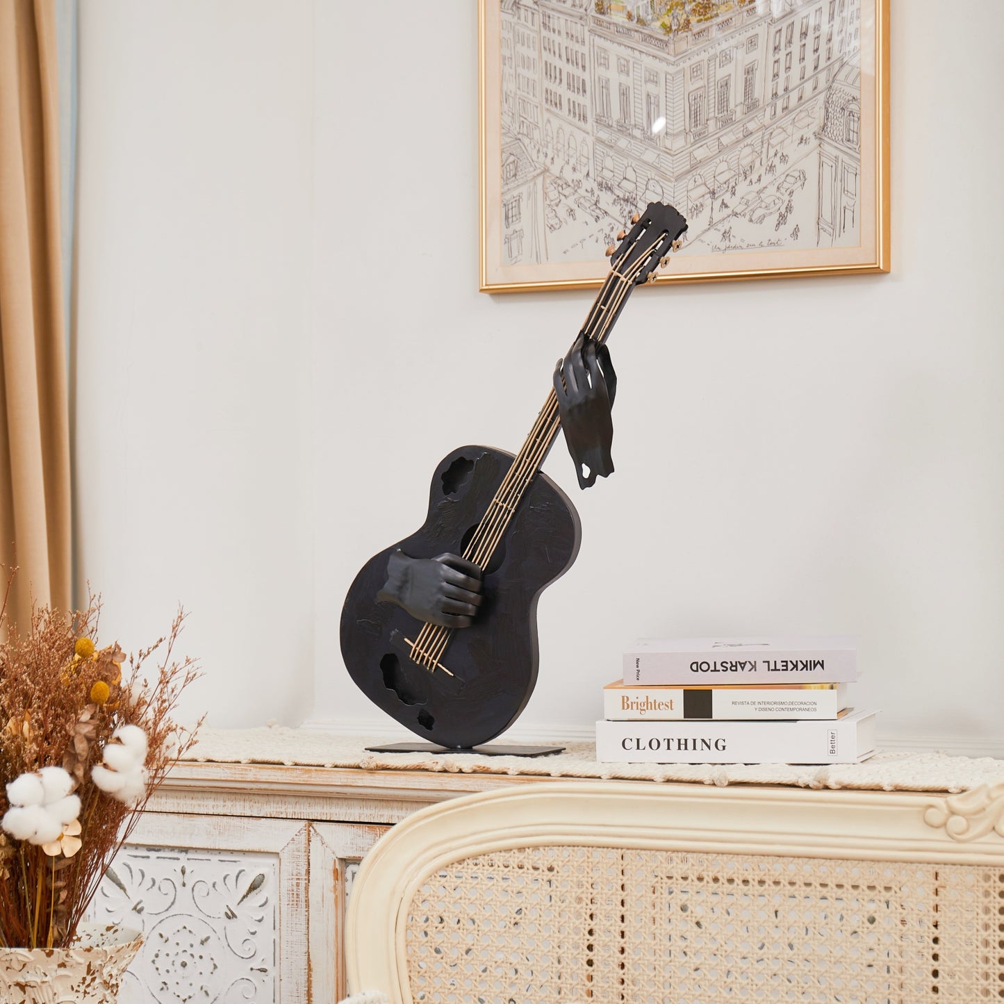 SunBlogs Art Metal Guitar Statue & Sculpture Decor