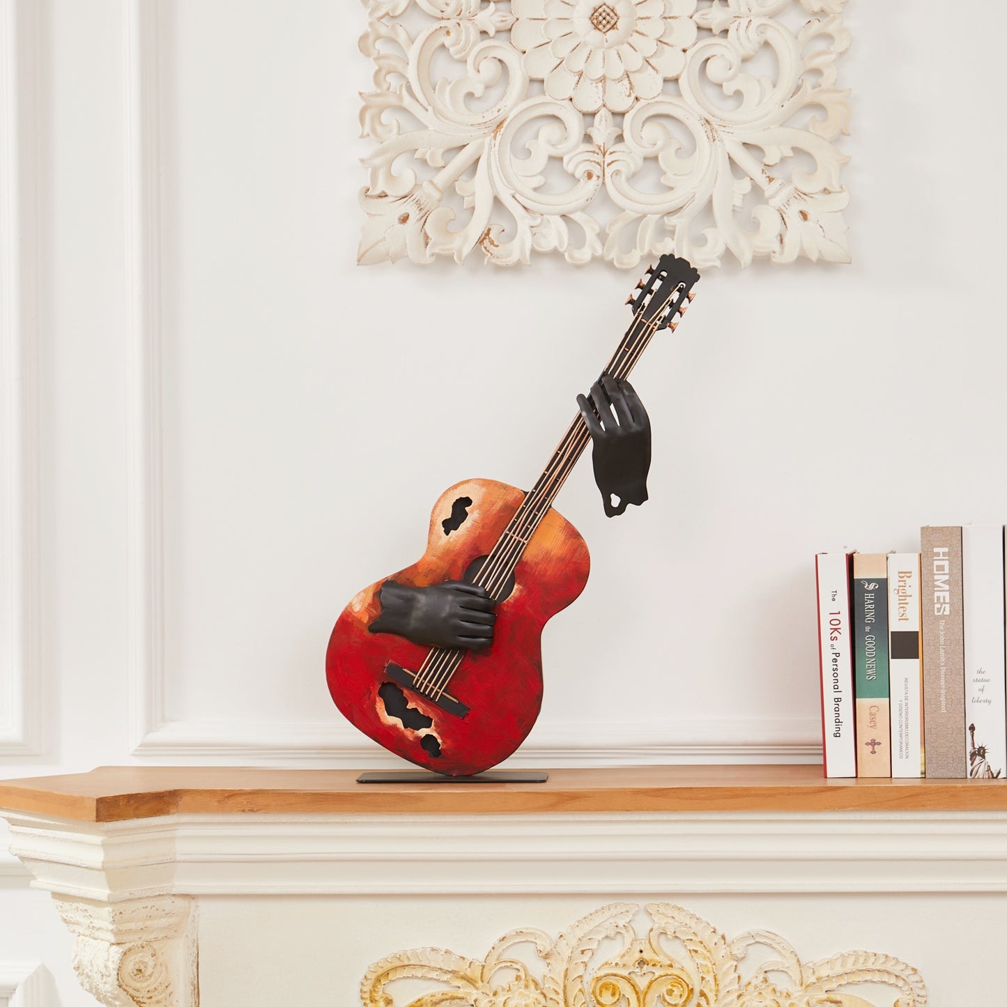 SunBlogs Art Metal Guitar Statue & Sculpture Decor