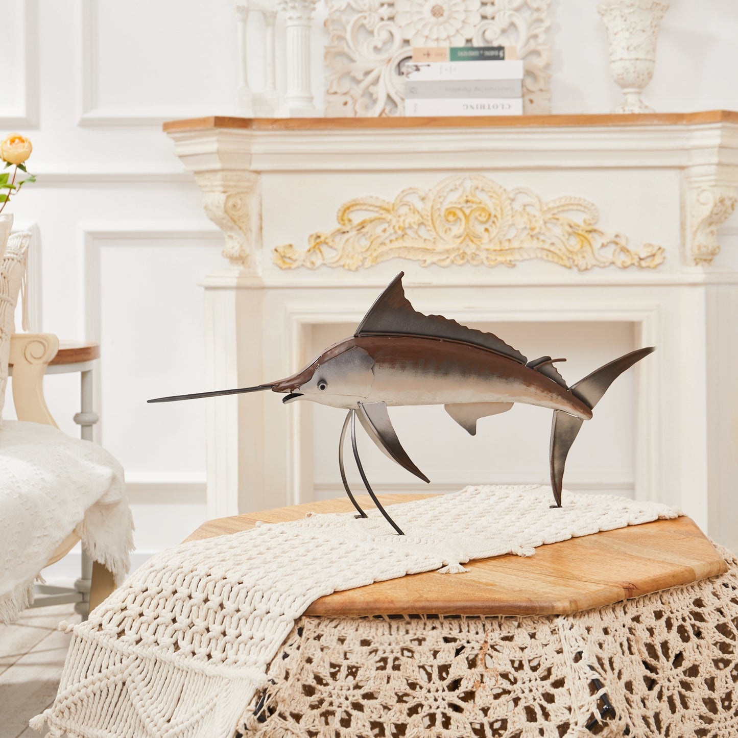 SunBlogs Art Metal Sailfish Statue & Ocean Sculpture Decor