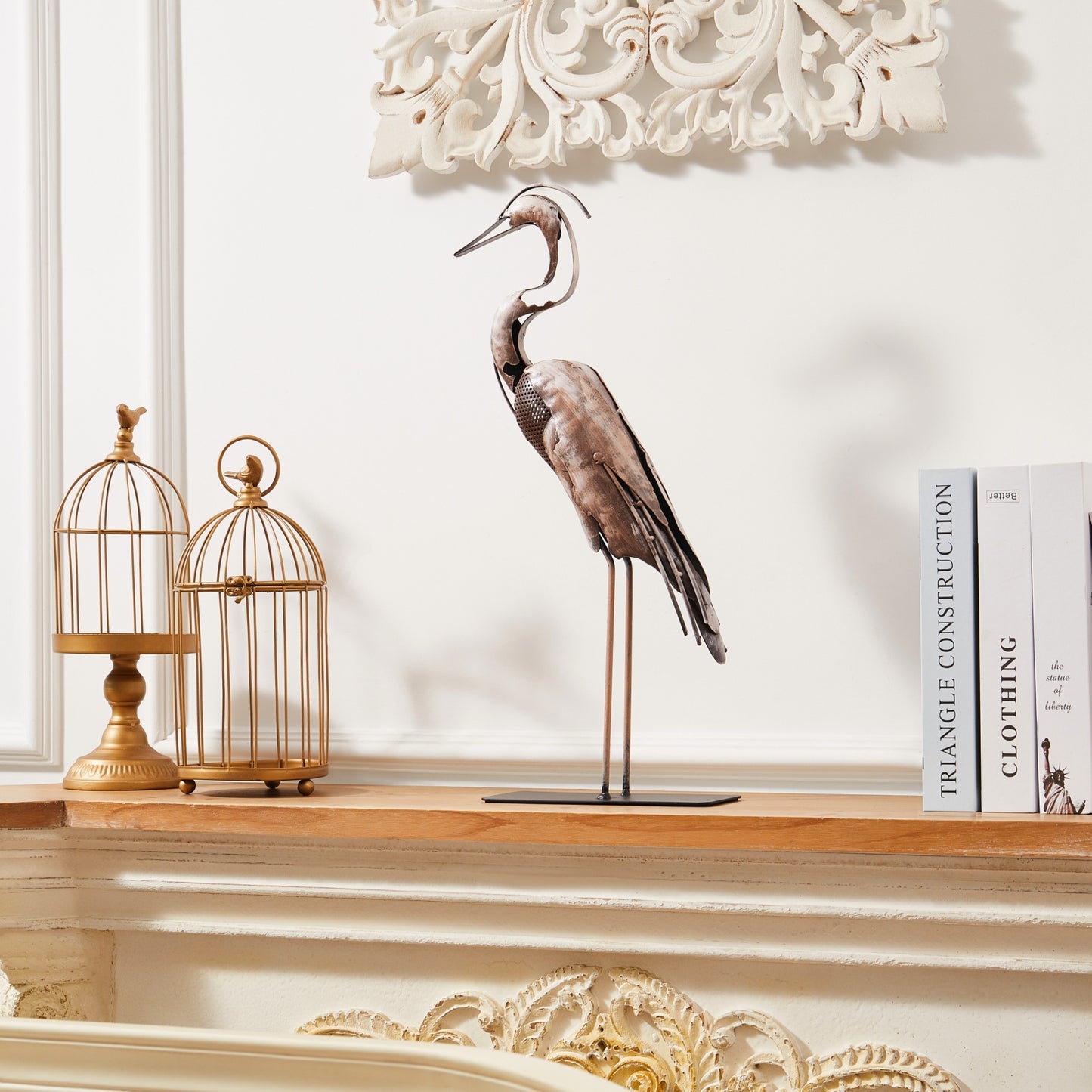 SunBlogs Art Metal Heron Statue & Sculpture Decor