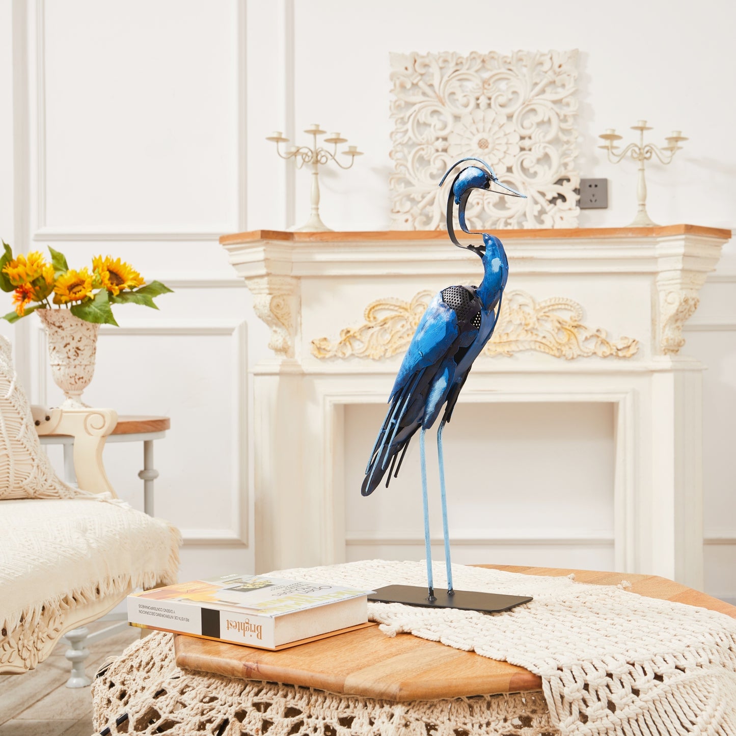 SunBlogs Art Metal Heron Statue & Sculpture Decor