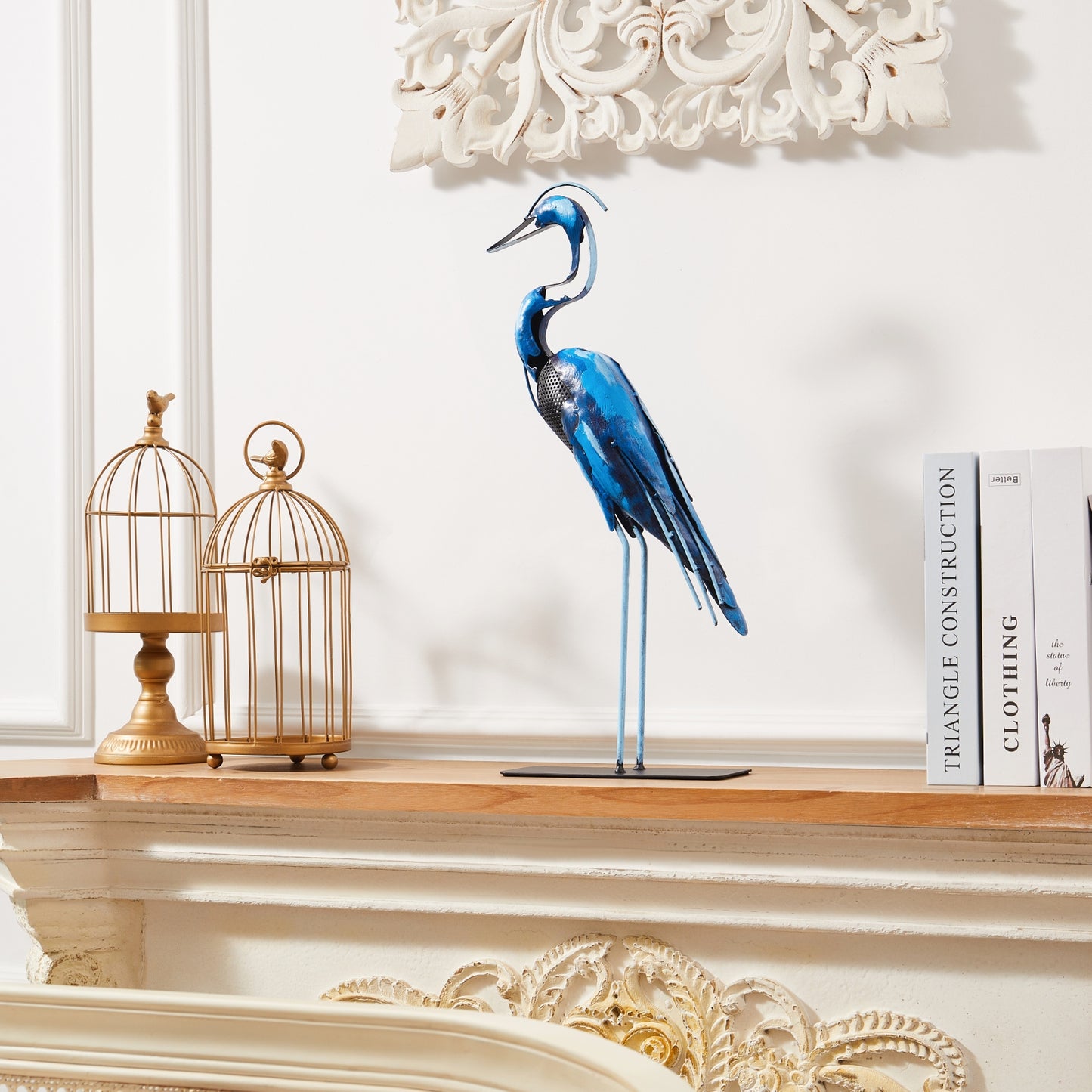 SunBlogs Art Metal Heron Statue & Sculpture Decor