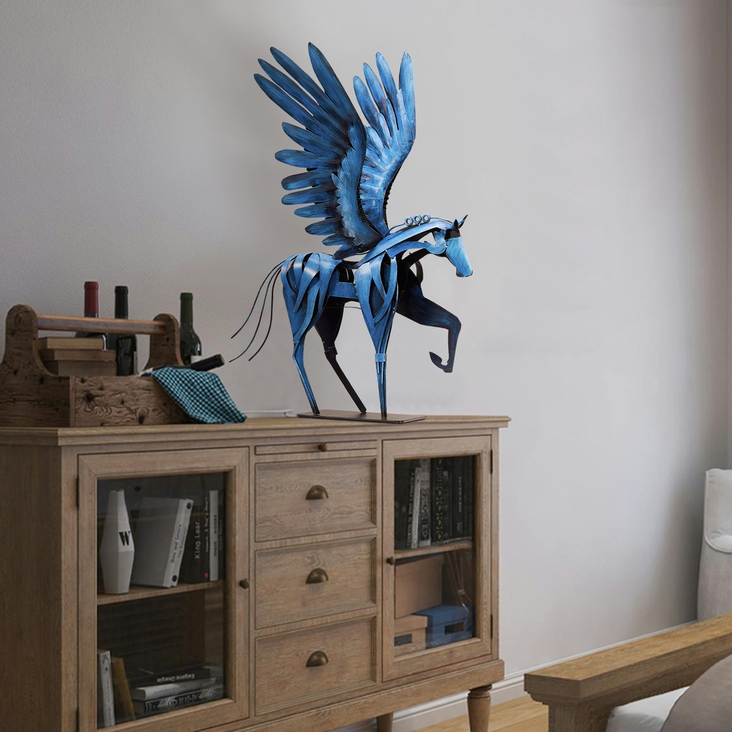 SunBlogs Art Metal Flying Horse Statue & Sculpture Decor