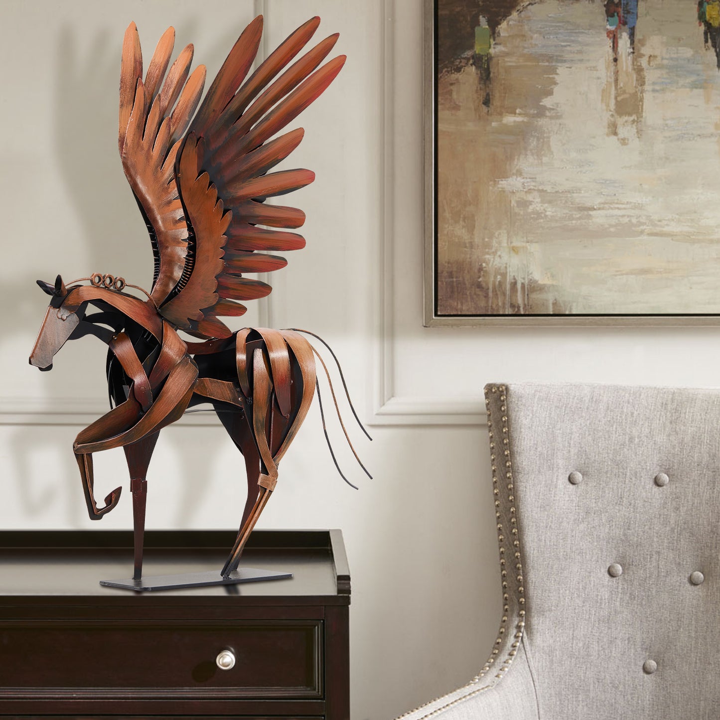 SunBlogs Art Metal Flying Horse Statue & Sculpture Decor