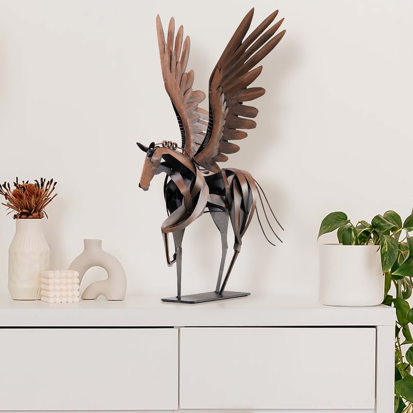 SunBlogs Art Metal Flying Horse Statue & Sculpture Decor