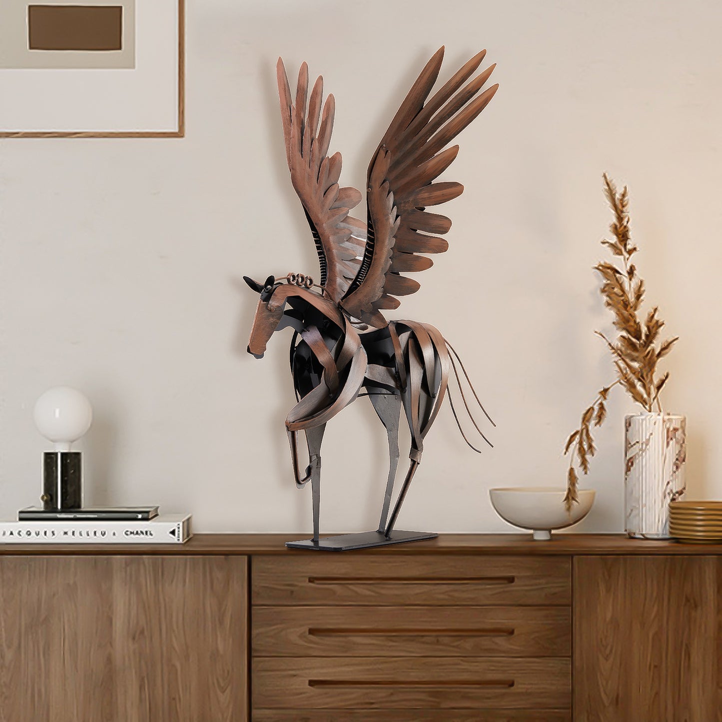 SunBlogs Art Metal Flying Horse Statue & Sculpture Decor