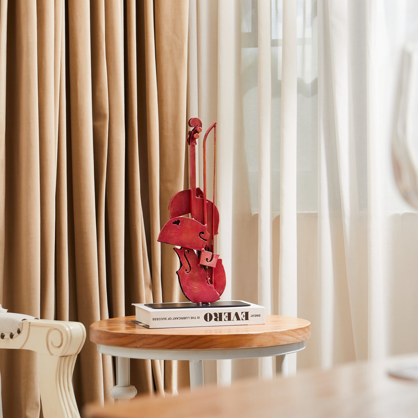 SunBlogs Art Metal Violins Statue & Sculpture Music Decor
