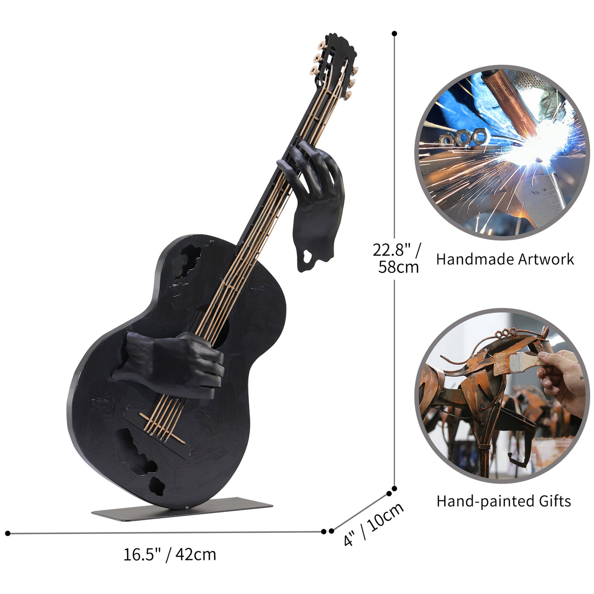SunBlogs Art Handmade & Hand-painted Metal Guitar Sculpture for Music Lovers
