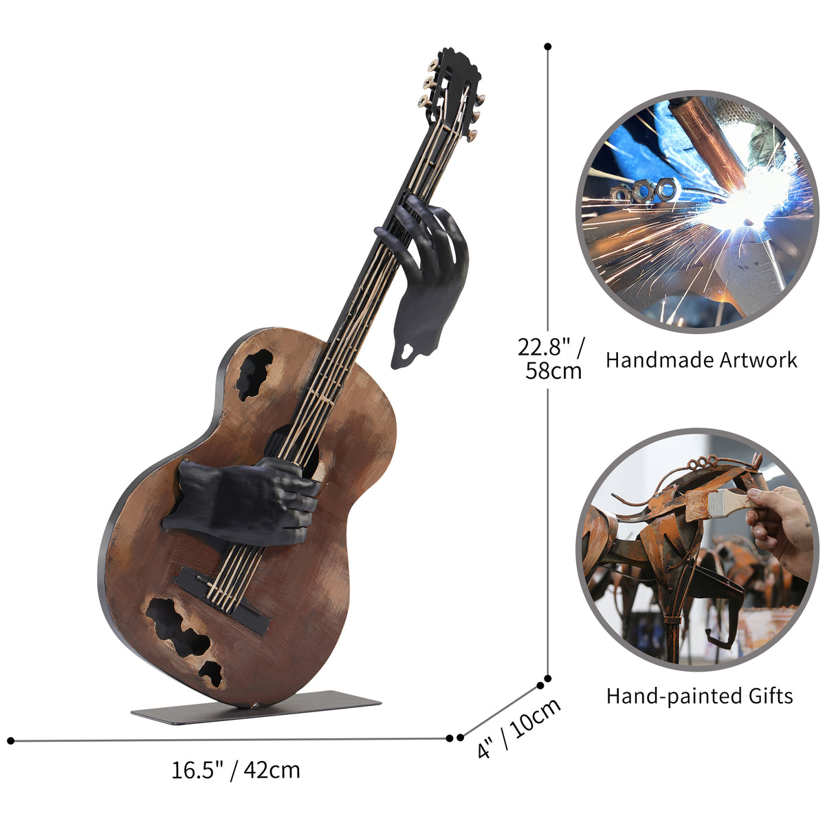 SunBlogs Art Handmade & Hand-painted Metal Guitar Sculpture for Music Lovers