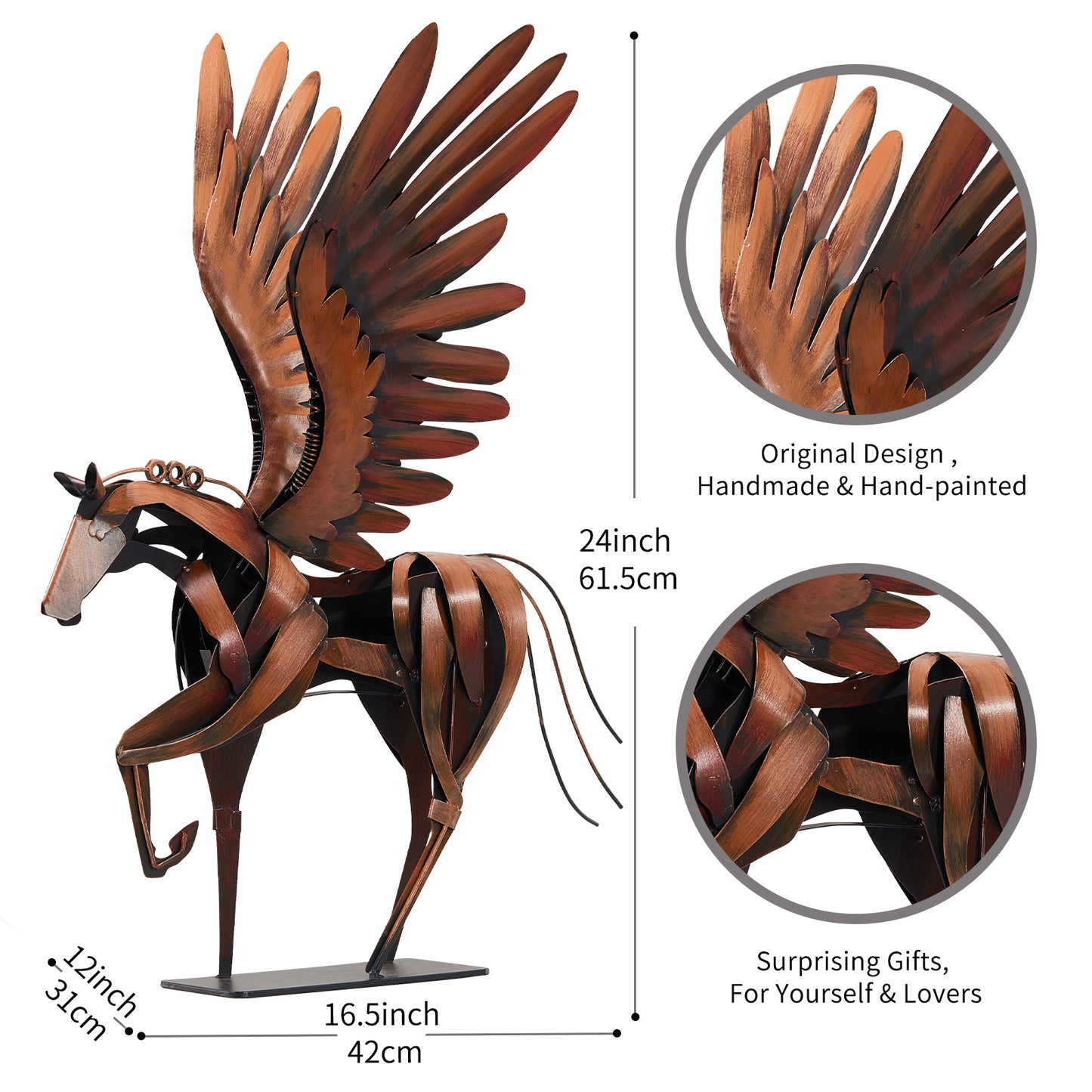 SunBlogs Art Metal Flying Horse Statue & Sculpture Decor