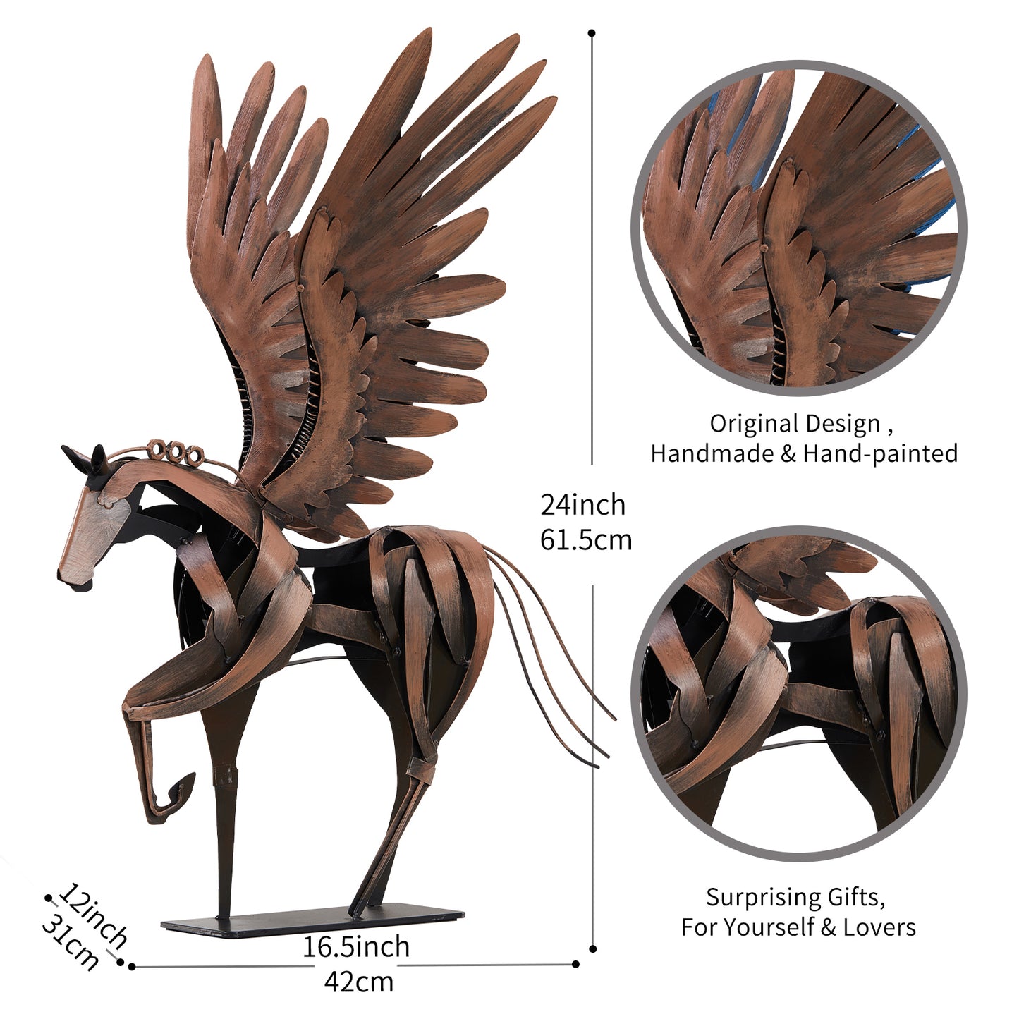 SunBlogs Art Metal Flying Horse Statue & Sculpture Decor