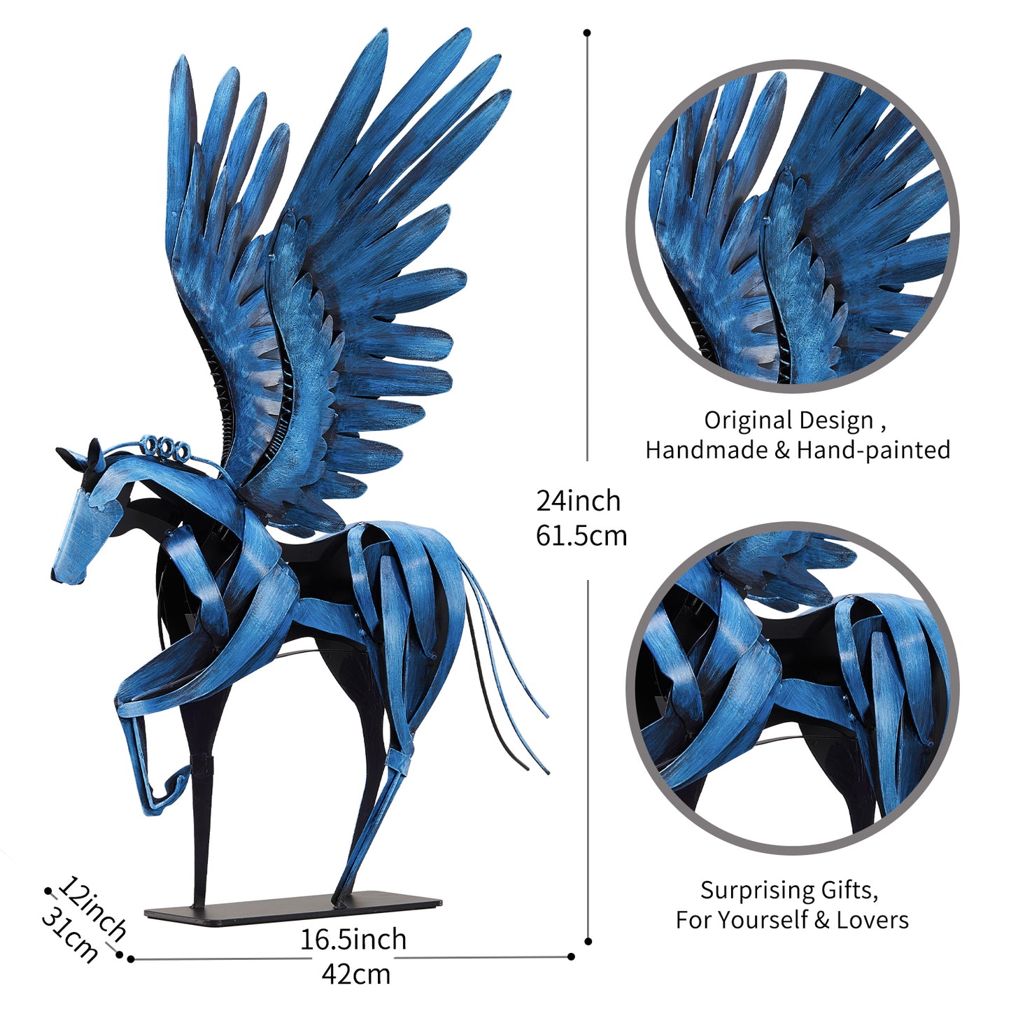 SunBlogs Art Metal Flying Horse Statue & Sculpture Decor