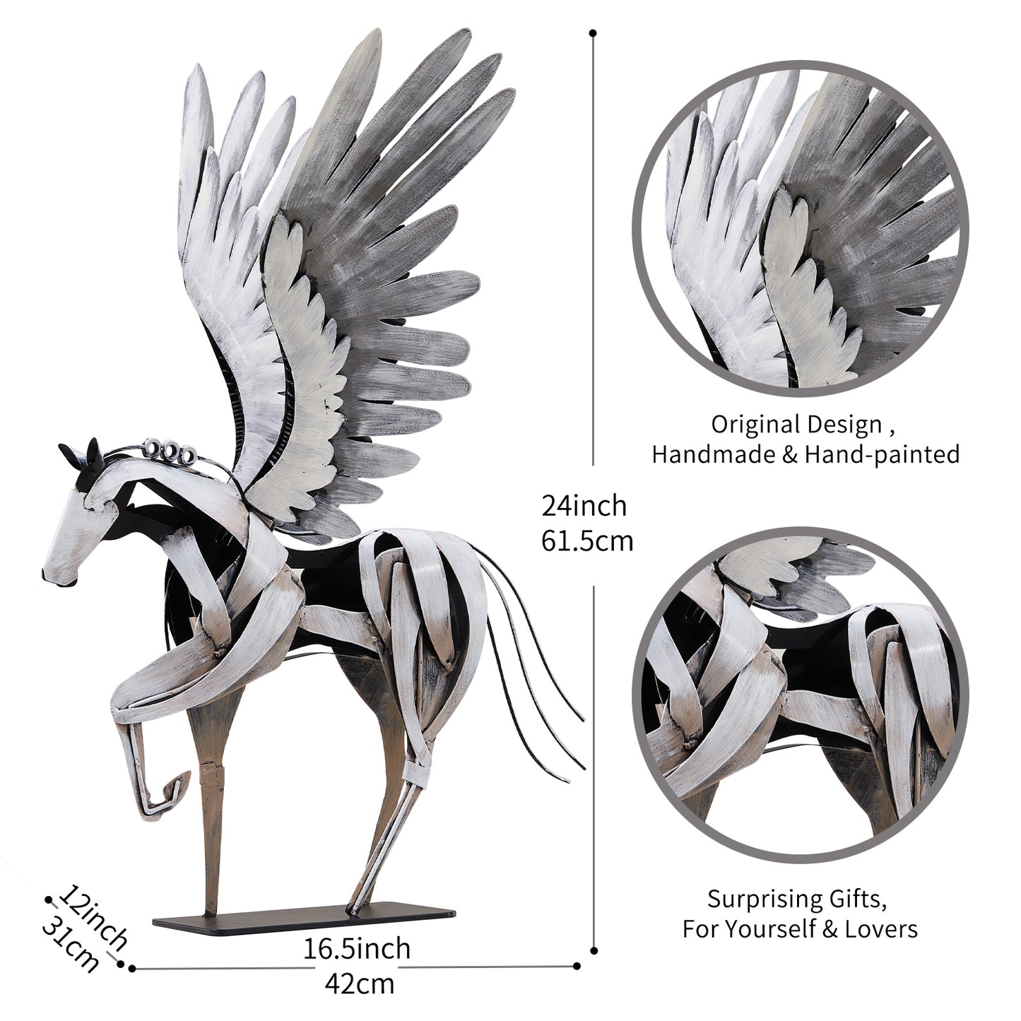 SunBlogs Art Metal Flying Horse Statue & Sculpture Decor