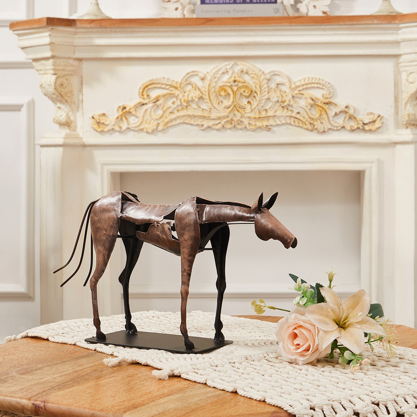 SunBlogs Art Metal Horse Statue & Sculpture Decor