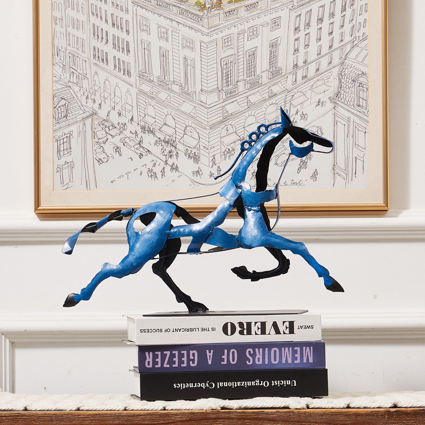 SunBlogs Art Metal Horse Statue & Sculpture Decor